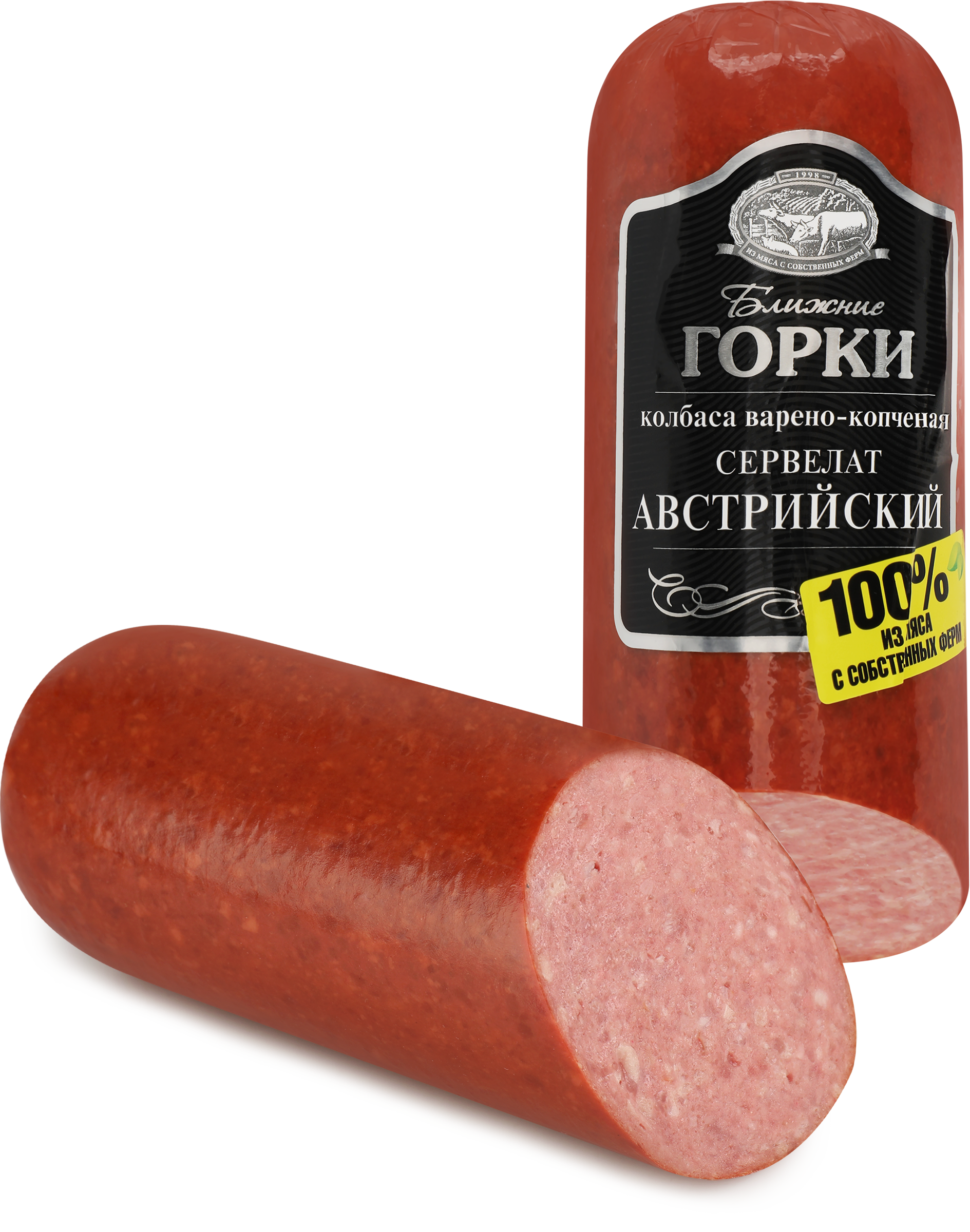 Изображение товара Колбаса копчено-вареная БЛИЖНИЕ ГОРКИ Сервелат Австрийский 330 г