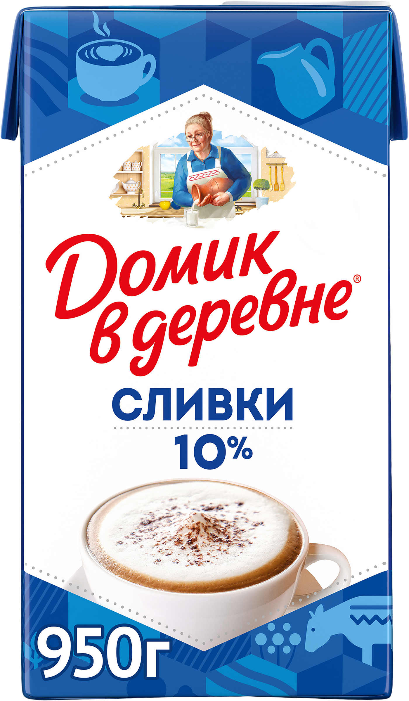 Изображение товара Сливки стерилизованные ДОМИК В ДЕРЕВНЕ 10%, без змж, 950г