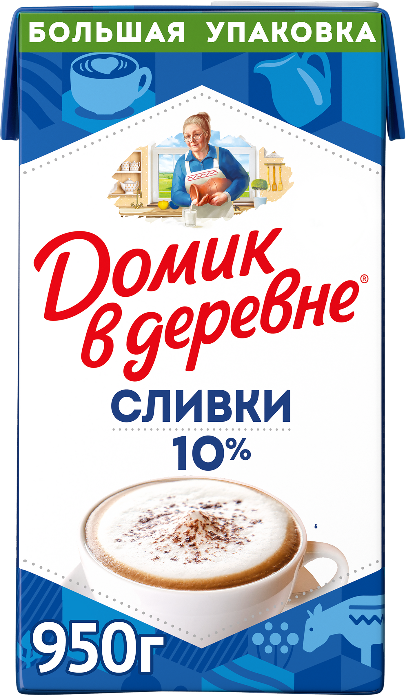 Изображение товара Сливки стерилизованные ДОМИК В ДЕРЕВН 10% жирности 950г натуральные
