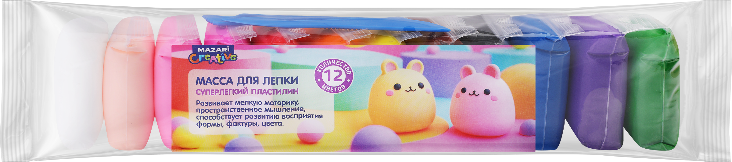 Изображение товара Пластилин MAZARI Creative суперлегкий 12 цветов для творчества и лепки