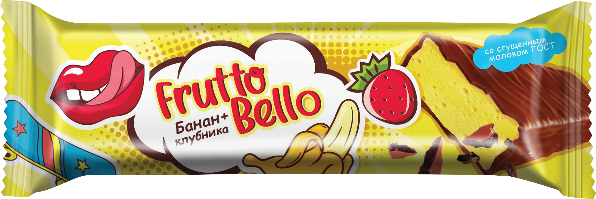 Изображение товара Батончик шоколадный FRUTTOBELLO суфле клубника-банан, 35г
