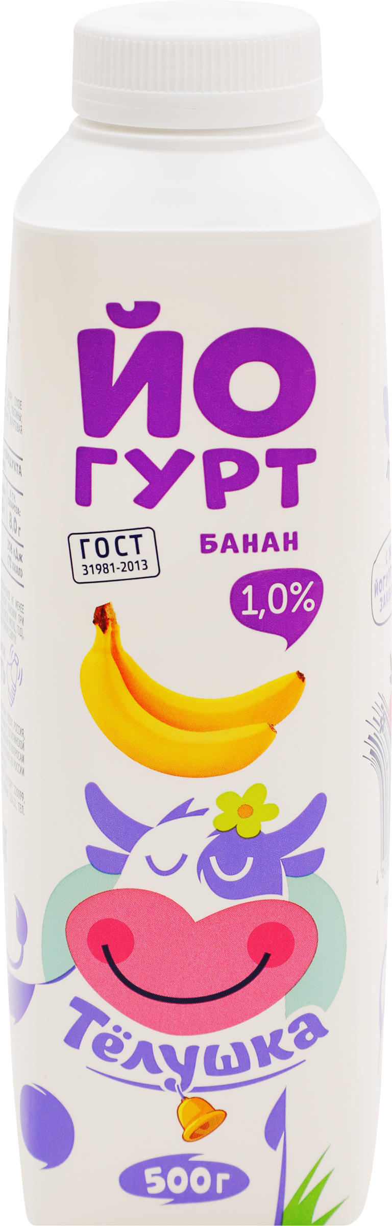 Изображение товара Йогурт питьевой ТЕЛУШКА Банан 1% 500г натуральный закваска