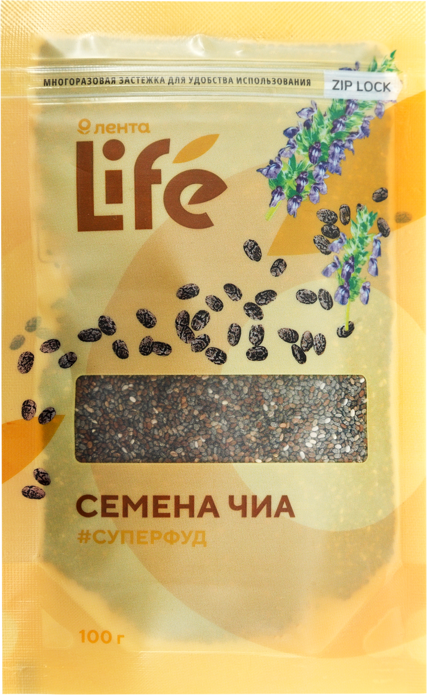 Изображение товара Семена чиа ЛЕНТА LIFE, 100г - полезный продукт для здоровья