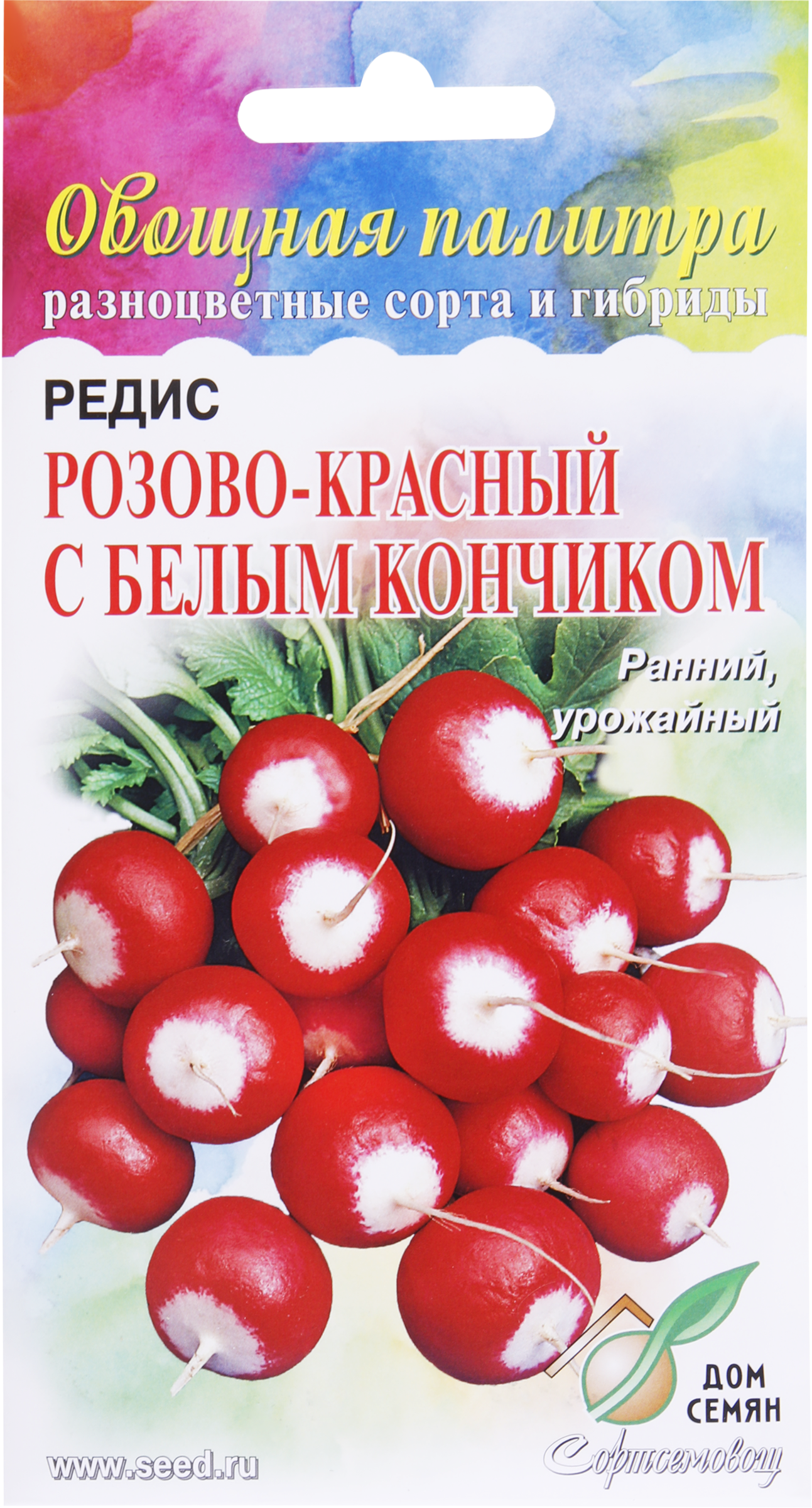 Изображение товара Семена ДОМ СЕМЯН Редис с белым кончиком Розово-красный, 2,3г