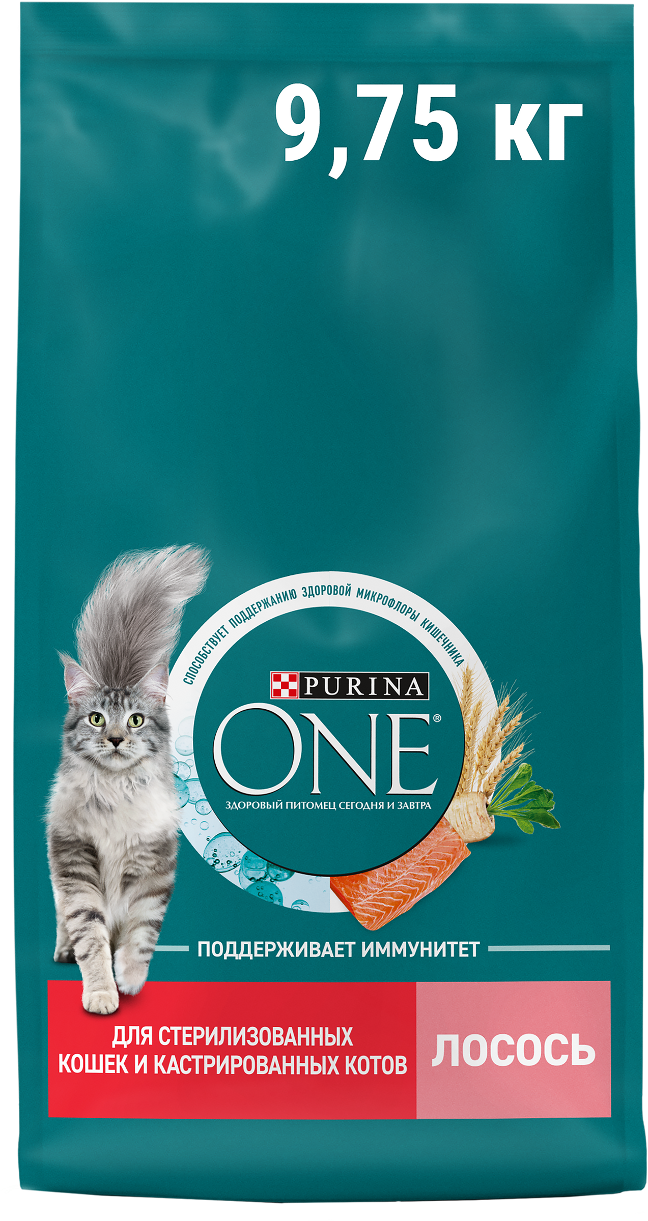 Изображение товара Корм сухой для взрослых кошек PURINA ONE Лосось 9,75 кг для стерилизованных