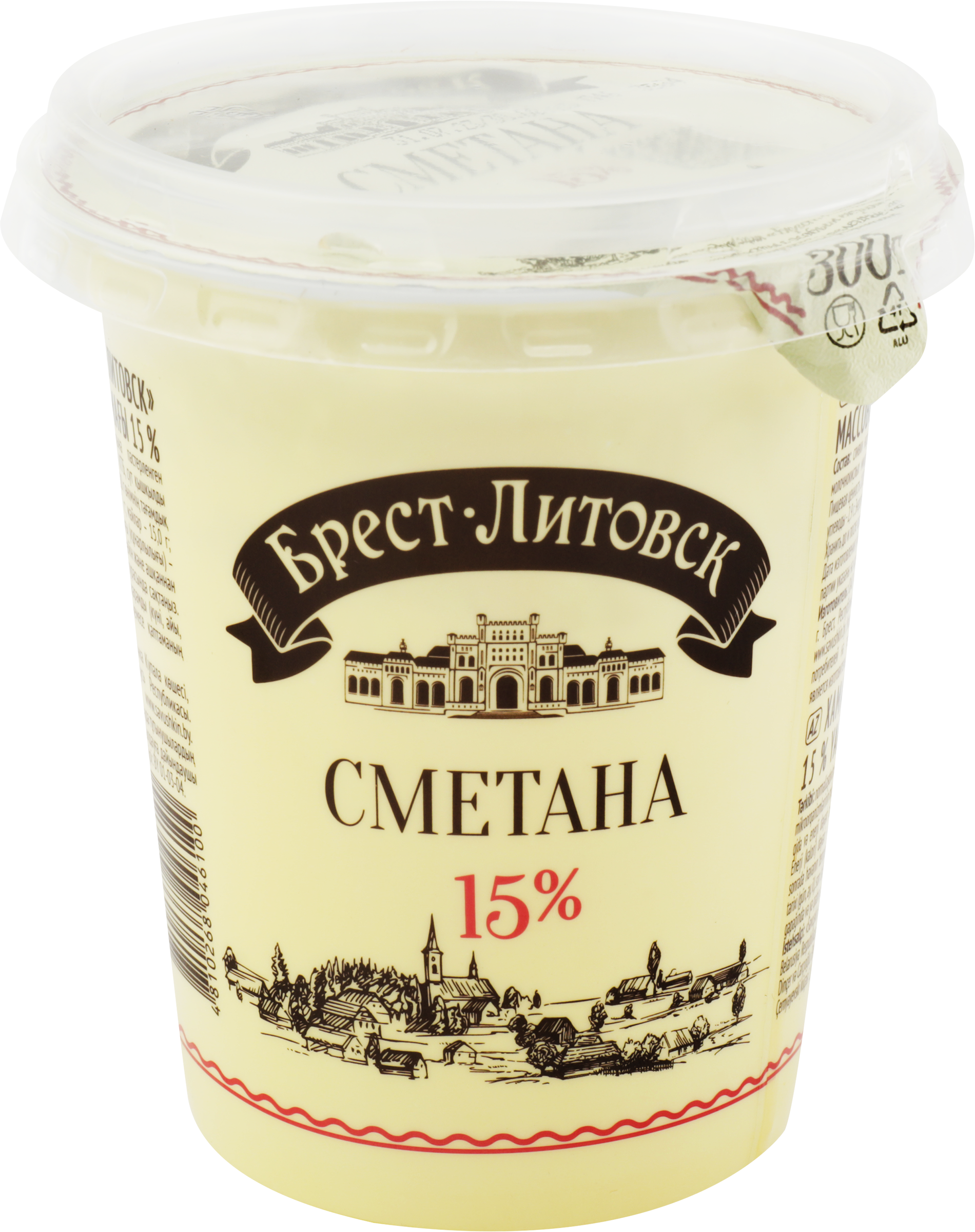 Изображение товара Сметана БРЕСТ-ЛИТОВСК 15% без змж 300 г натуральный продукт