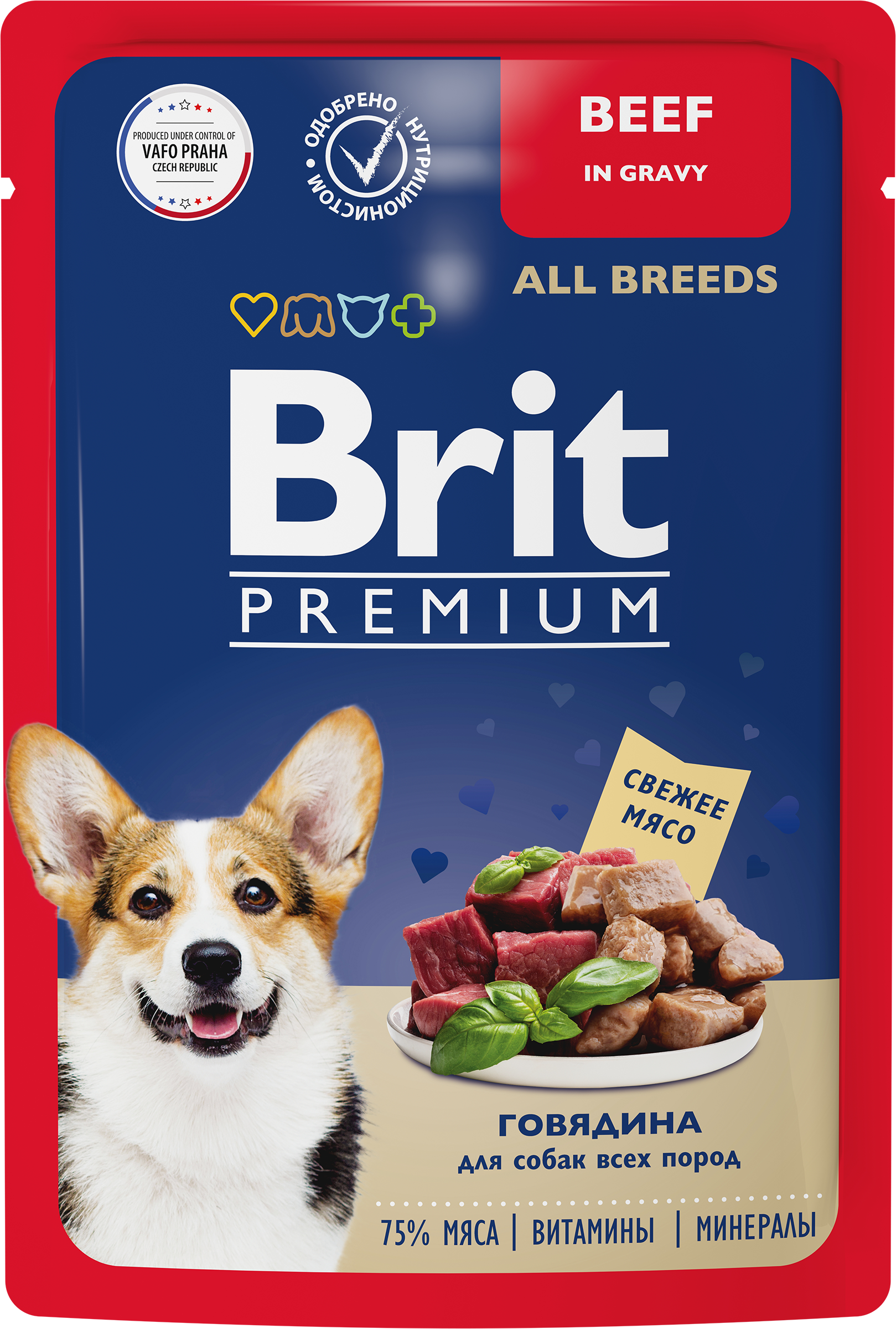Изображение товара Корм консервированный для взрослых собак BRIT Premium Говядина в соусе, 85г