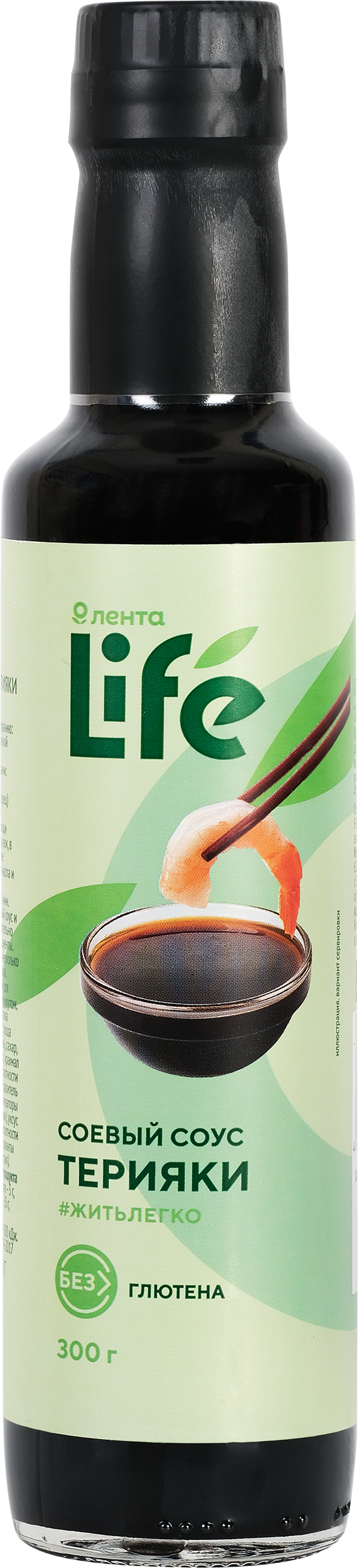 Изображение товара Соус соевый ЛЕНТА LIFE Терияки безглютеновый 300г для маринадов и салатов