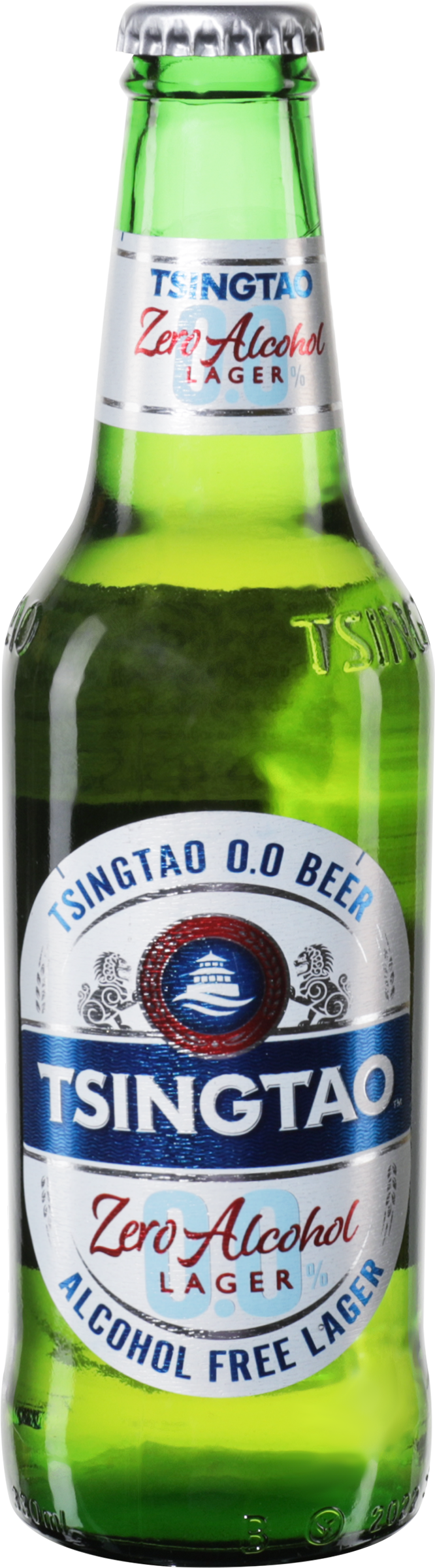 Изображение товара Пиво светлое безалкогольное TSINGTAO фильтрованное пастеризованное, не 
более 0,03%, 0.33л