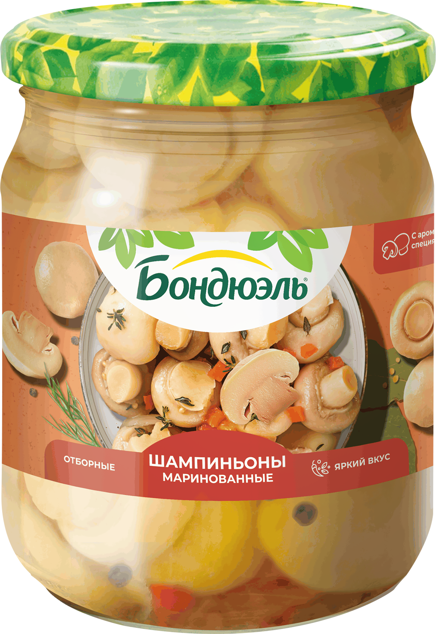 Изображение товара Шампиньоны маринованные БОНДЮЭЛЬ целые без уксуса 500 мл