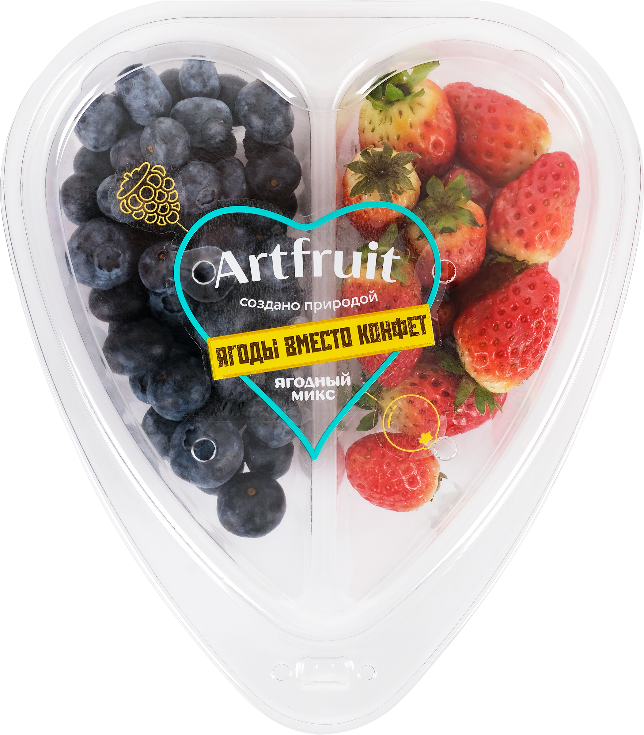 Изображение товара Ягодный микс АРТФРУТ Сердце, голубика и клубника, 200г