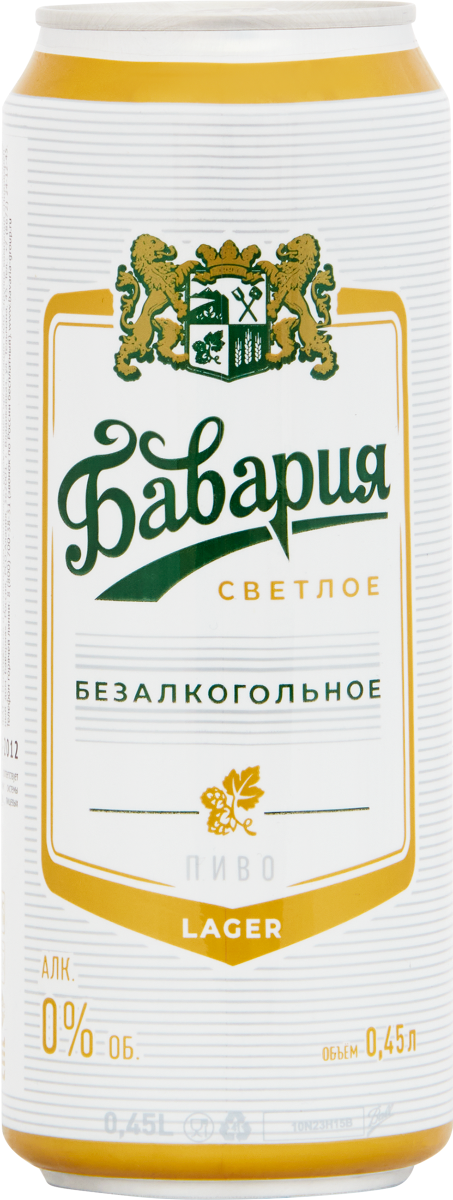 Изображение товара Пиво безалкогольное светлое БАВАРИЯ 0.45л фильтрованное пастеризованное