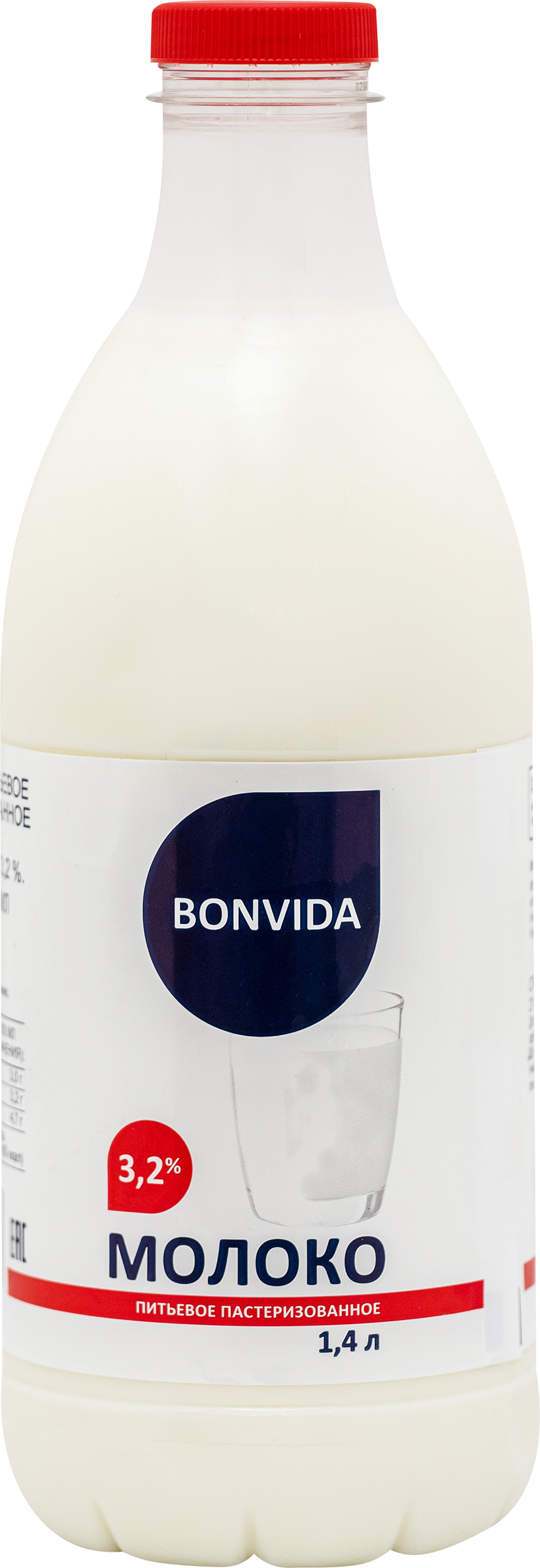 Изображение товара Молоко пастеризованное BONVIDA 3,2% 1400мл натуральный продукт