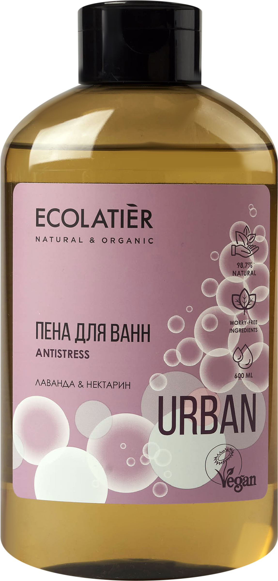 Изображение товара Пена для ванн ECOLATIER Лаванда&нектарин 600мл натуральный уход расслабление