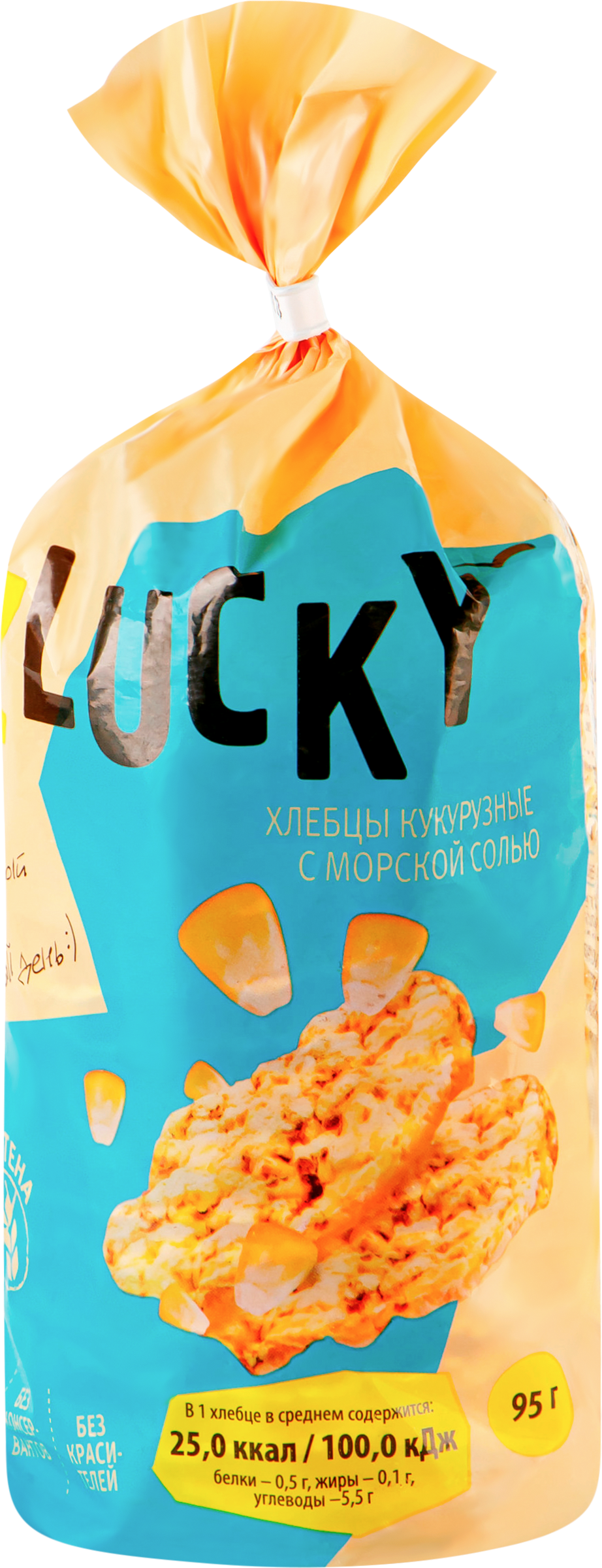 Изображение товара Хлебцы кукурузные Z LUCKY хрустящие, с морской солью, 95г