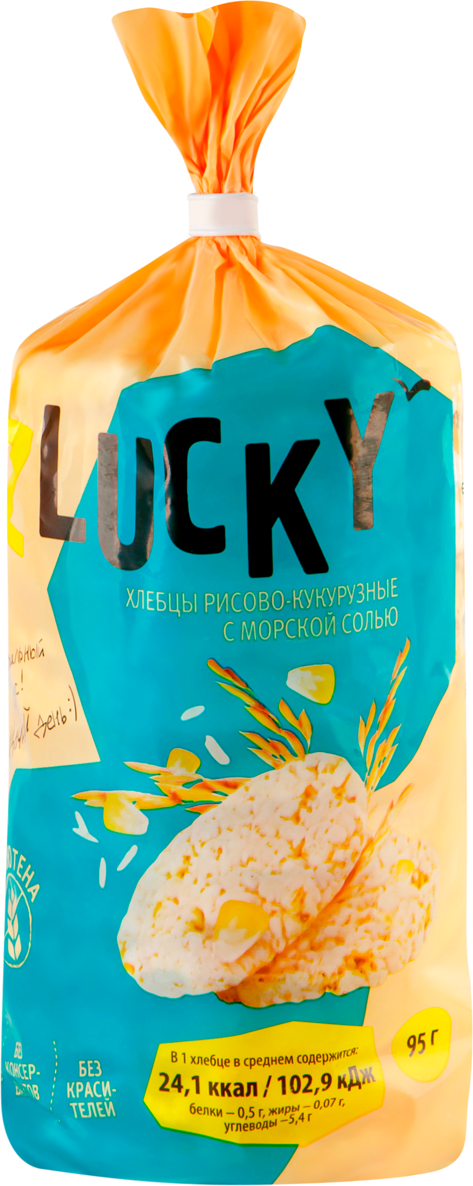 Изображение товара Хлебцы рисово-кукурузные Z LUCKY хрустящие, с морской солью, 95г