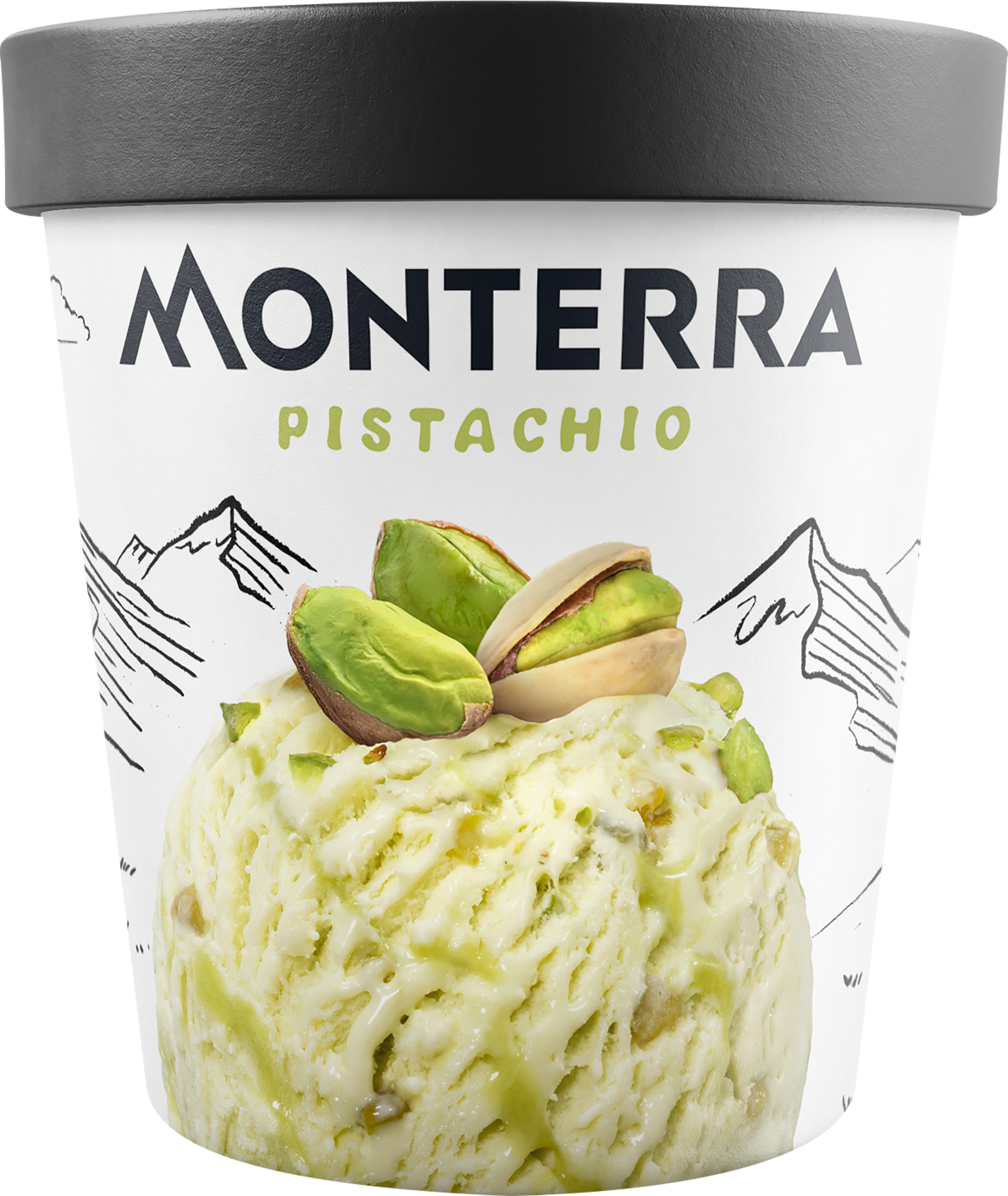Изображение товара Мороженое MONTERRA Фисташковое 13% 287г натуральный сливочный вкус