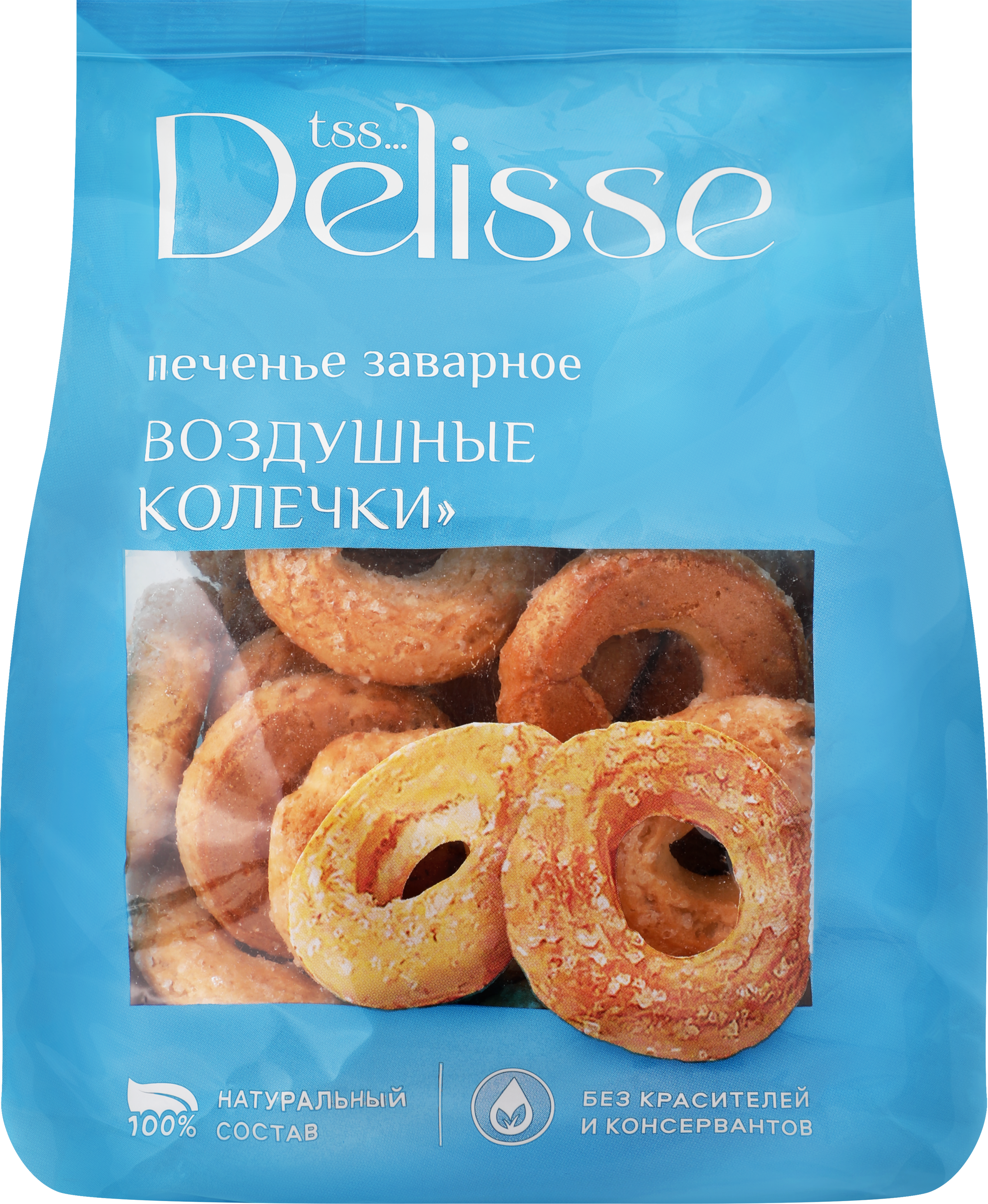 Изображение товара Печенье заварное DELISSE Воздушные колечки 100г для чаепития и перекусов