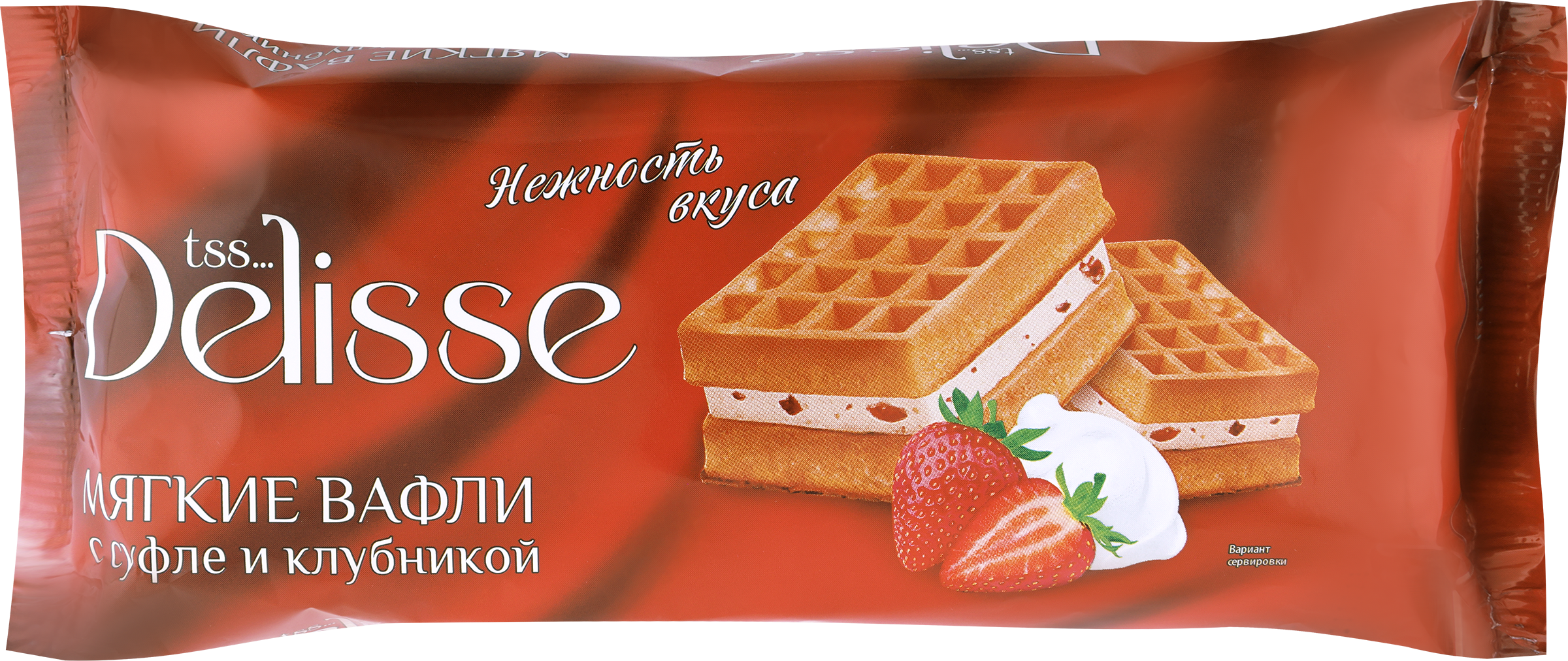 Изображение товара Мягкие вафли DELISSE Гофры с суфле и клубникой 122г