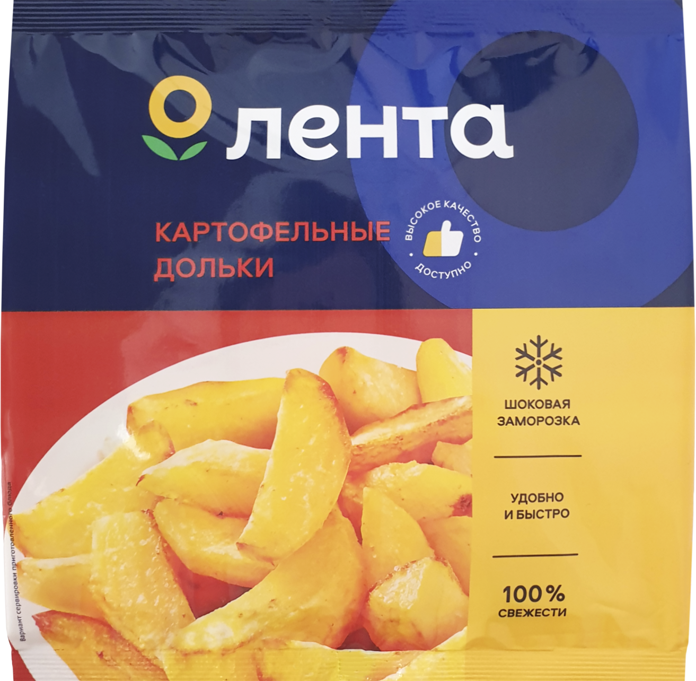 Изображение товара Картофель замороженный ЛЕНТА дольки, 400г