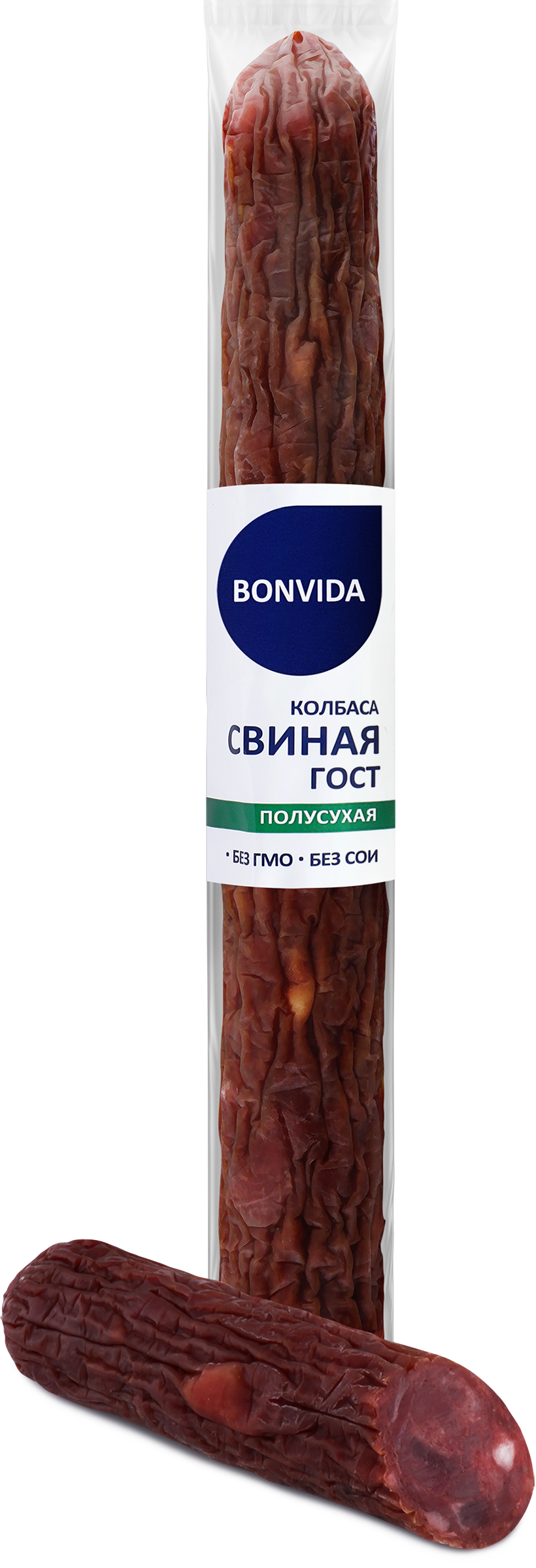 Изображение товара Колбаса сырокопченая BONVIDA Свиная полусухая ГОСТ, 300г