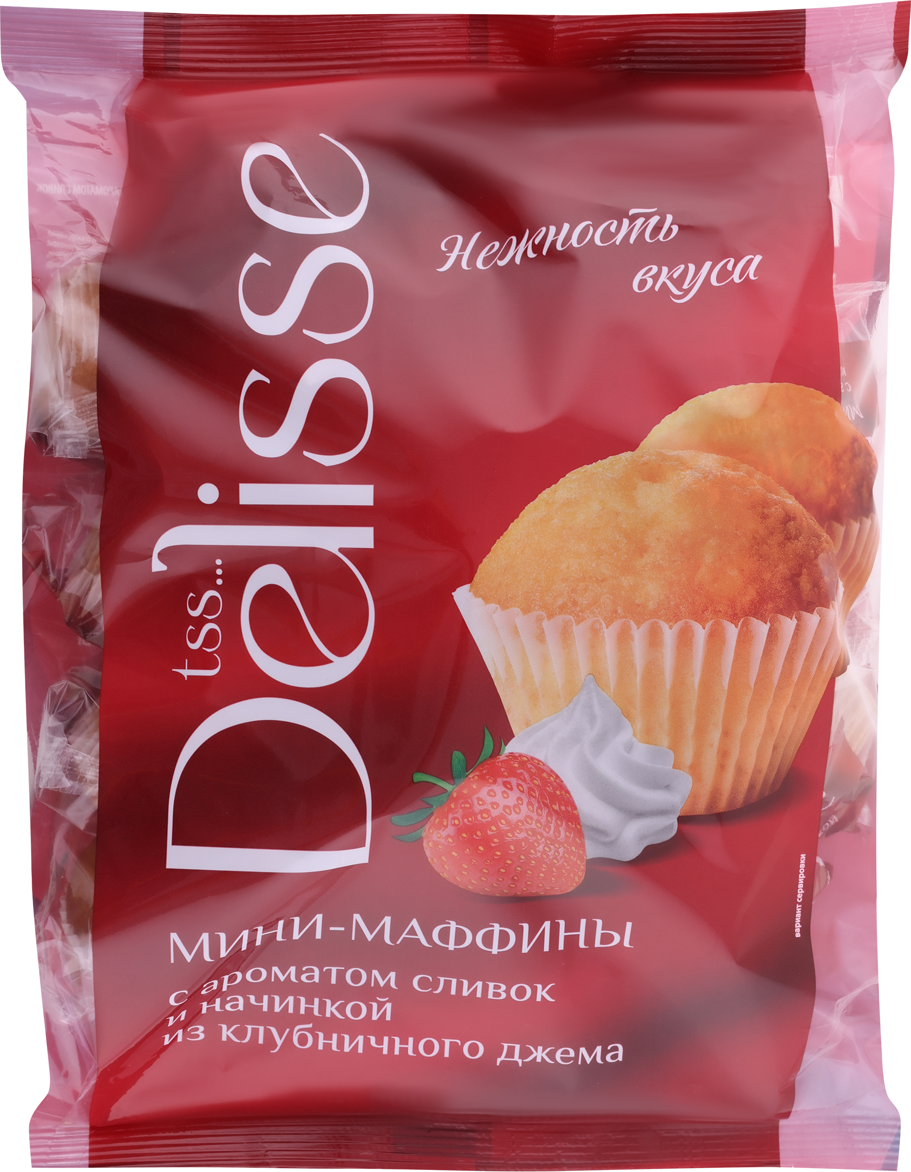 Изображение товара Мини-маффины DELISSE с начинкой из клубничного джема, 465г