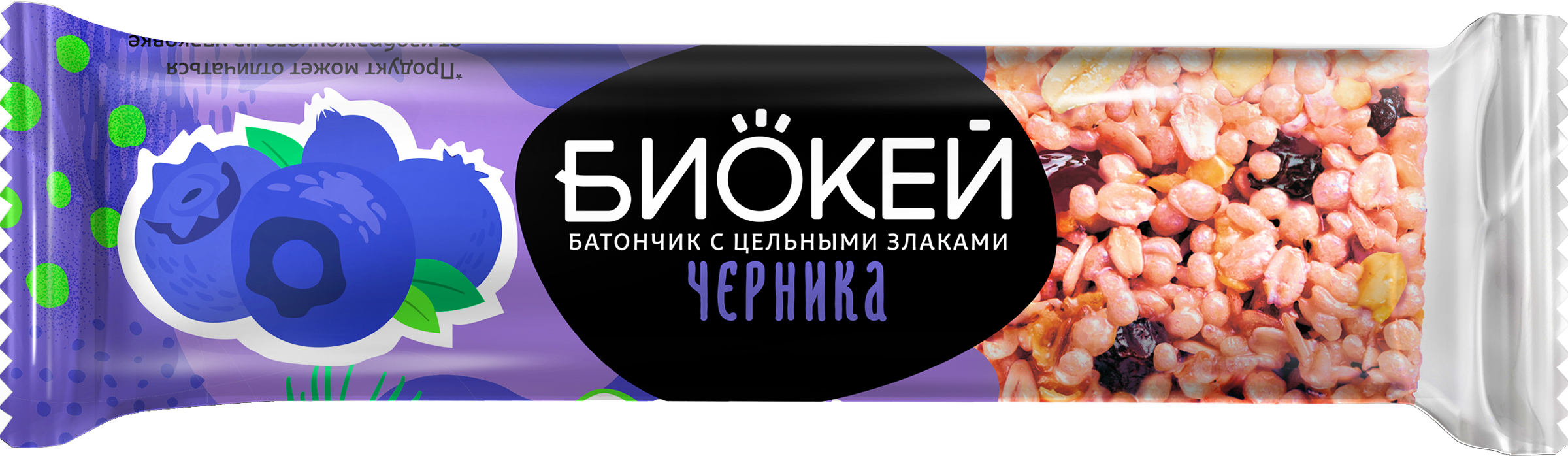 Изображение товара Батончик фруктово-злаковый БИОКЕЙ с черникой и цельными злаками, 30г