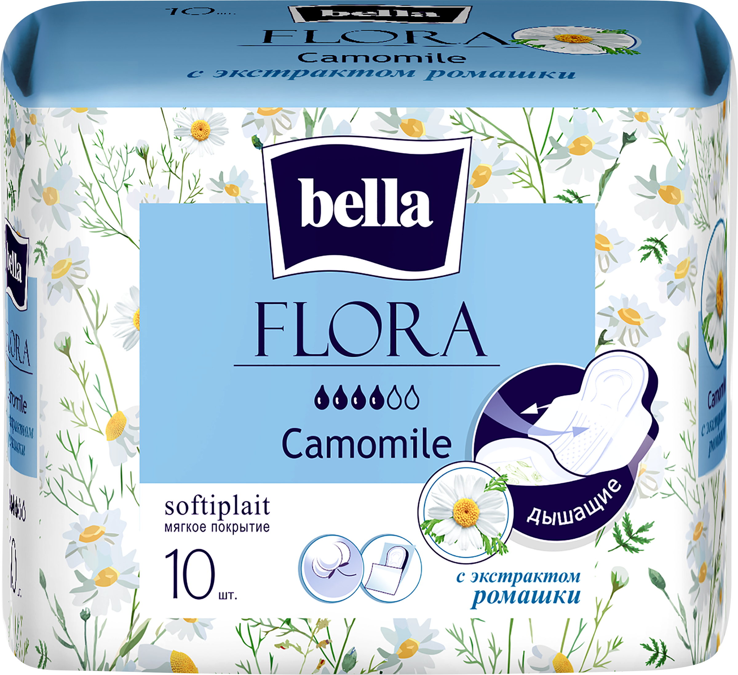 Изображение товара Прокладки гигиенические BELLA Flora Camomile 10шт тонкие анатомические комфортные