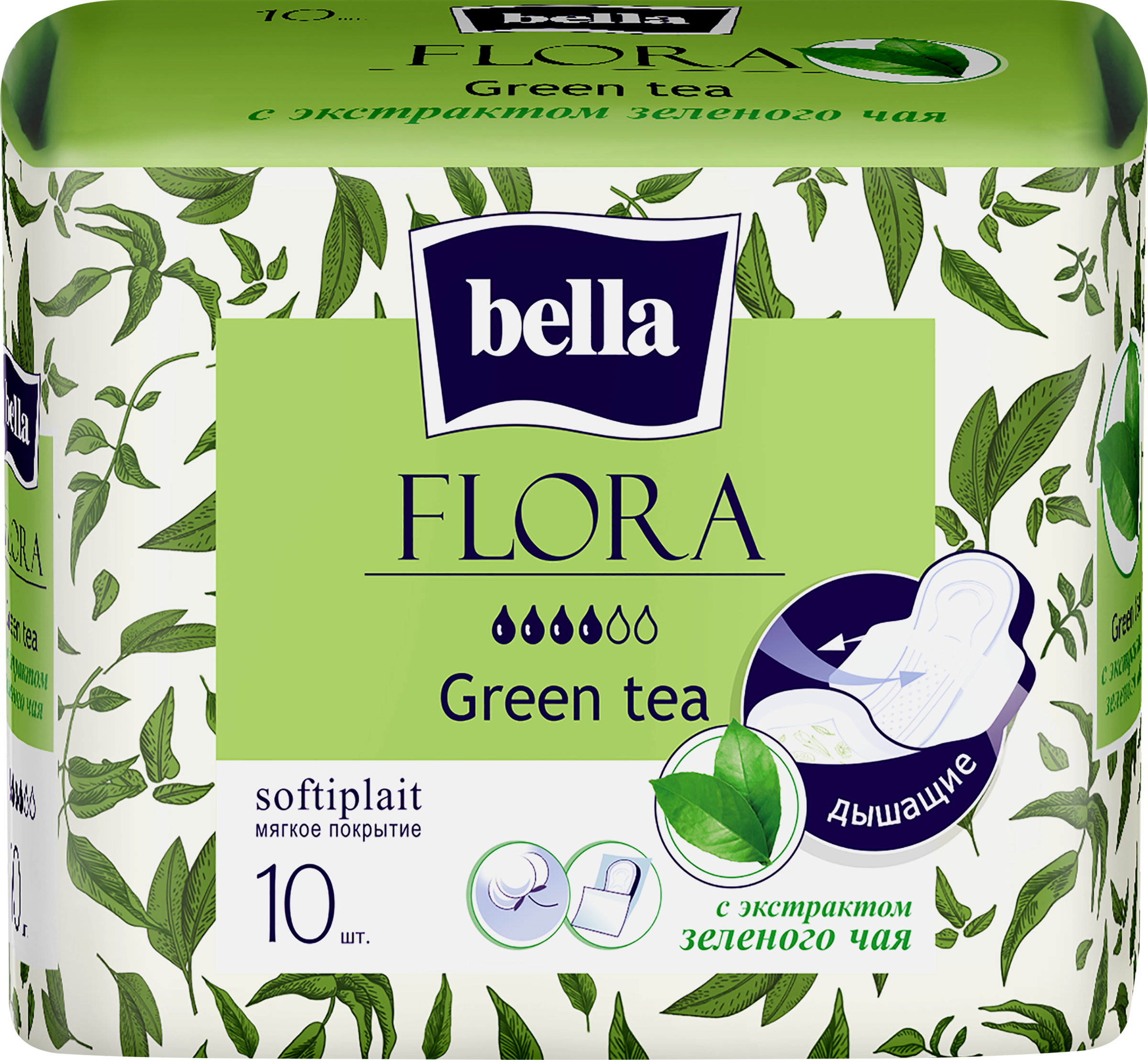 Изображение товара Прокладки гигиенические BELLA Flora Green tea 10шт комфорт и защита