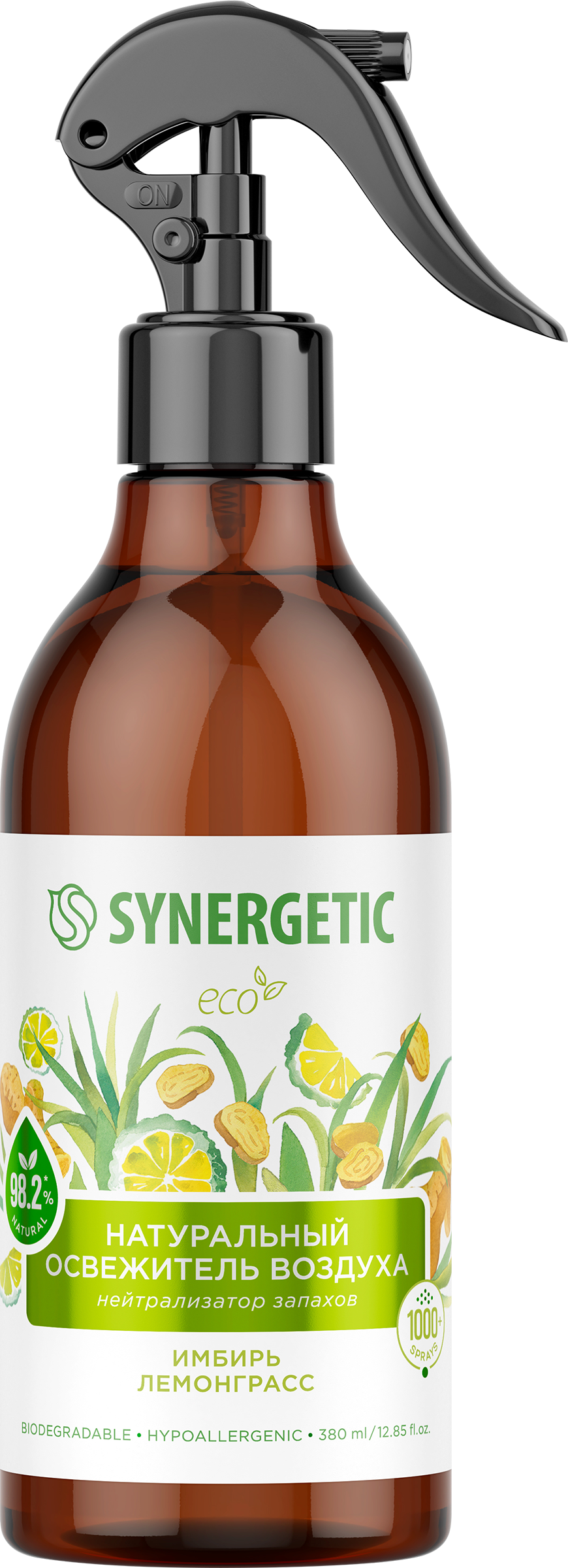 Изображение товара Освежитель воздуха SYNERGETIC Имбирь и лемонграсс 380мл гипоаллергенный натуральный