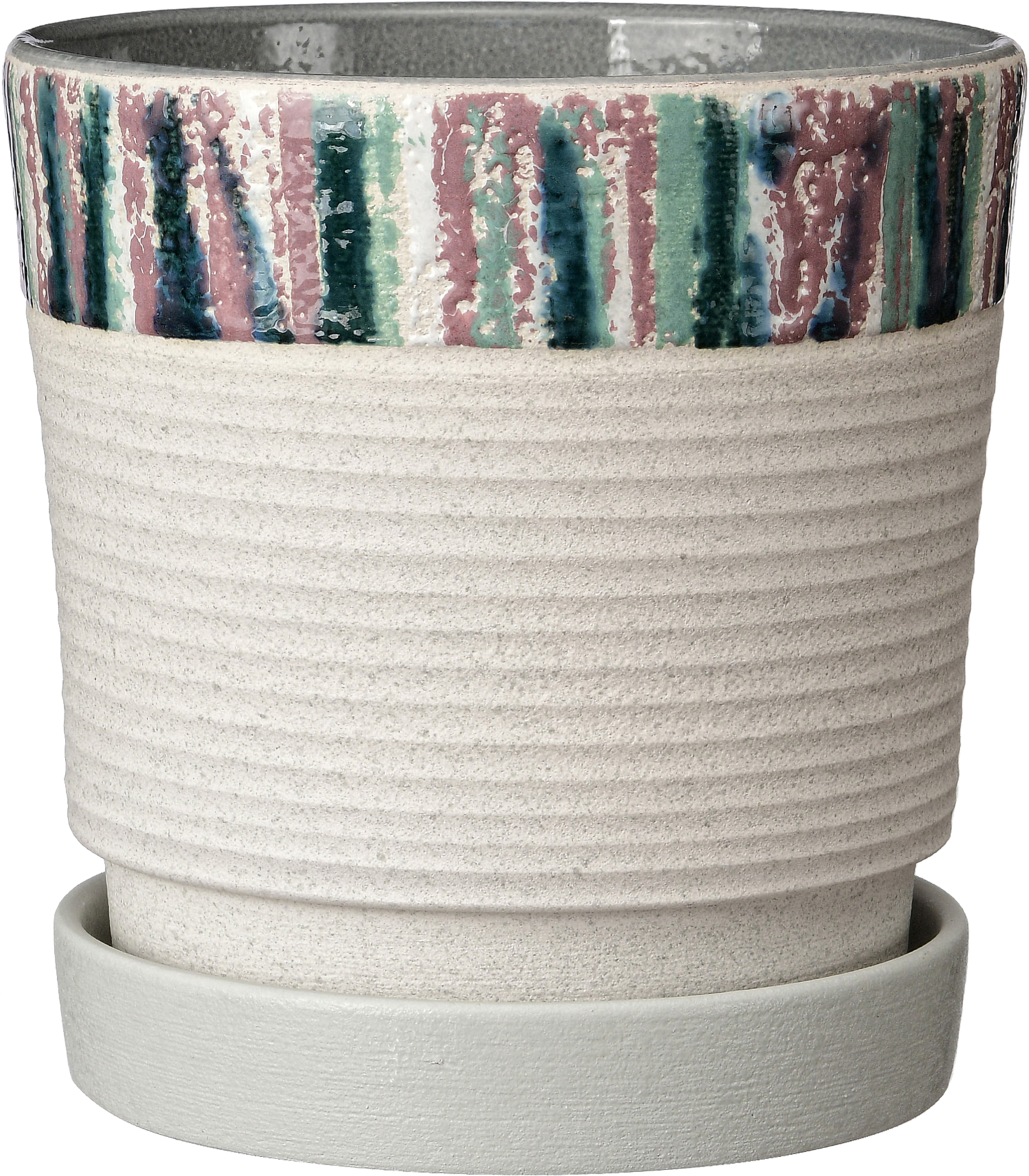 Изображение товара Горшок для цветов Ирис 14 см керамический с поддоном натуральная глина Россия