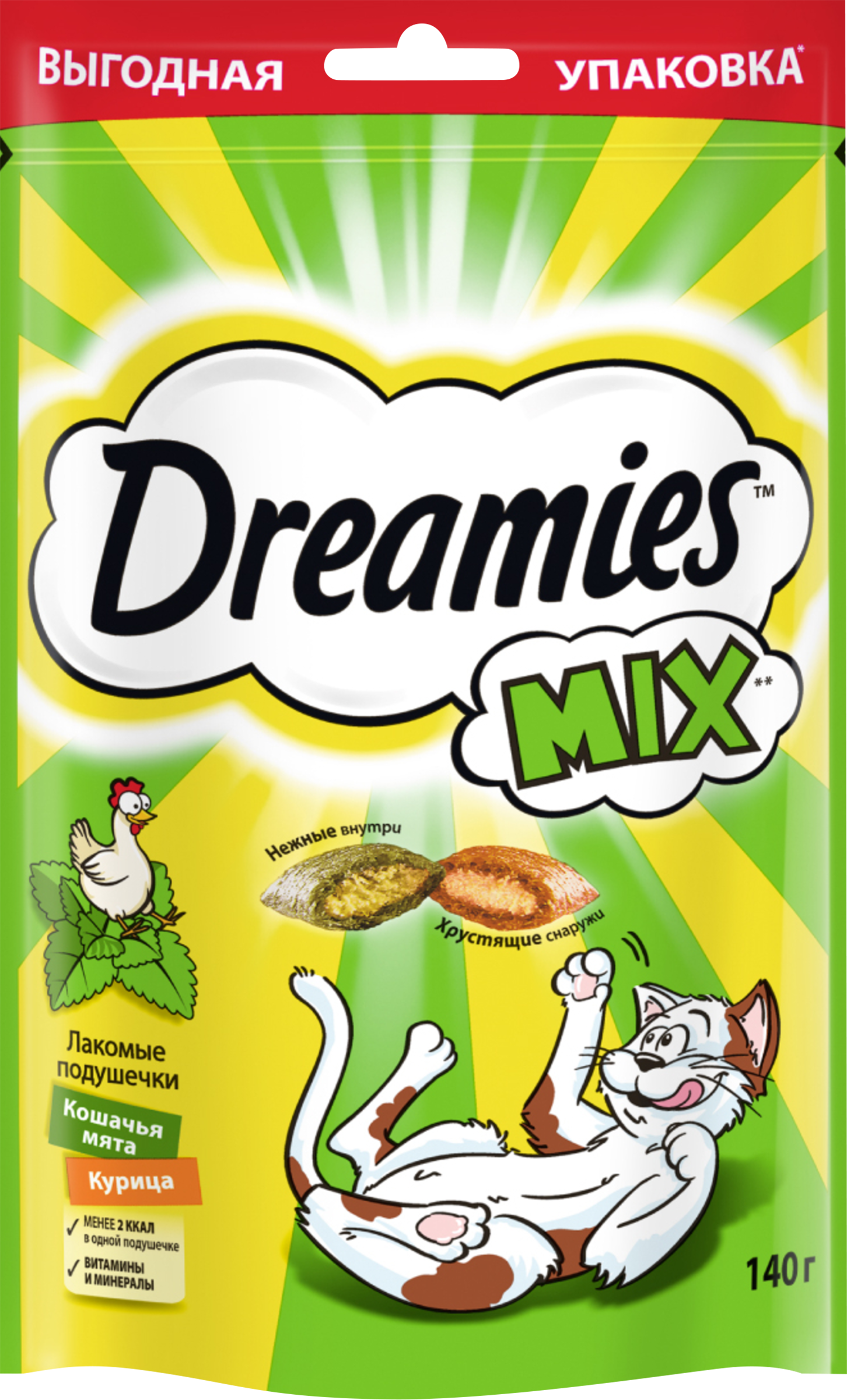 Изображение товара Лакомство для взрослых кошек DREAMIES с мятой и курицей, 140г