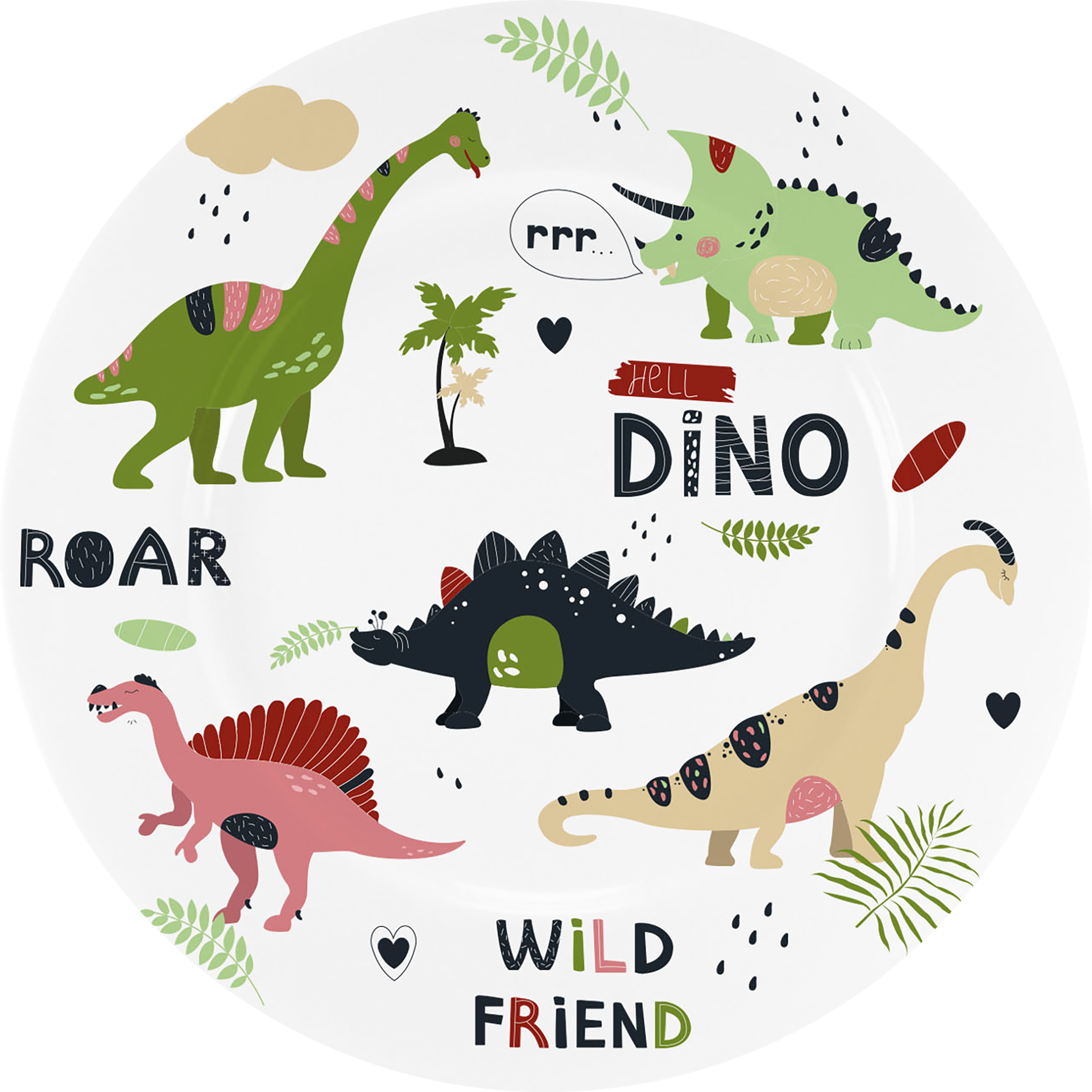 Изображение товара Детская фарфоровая тарелка HOMECLUB Дино 19 см с деколью для детей