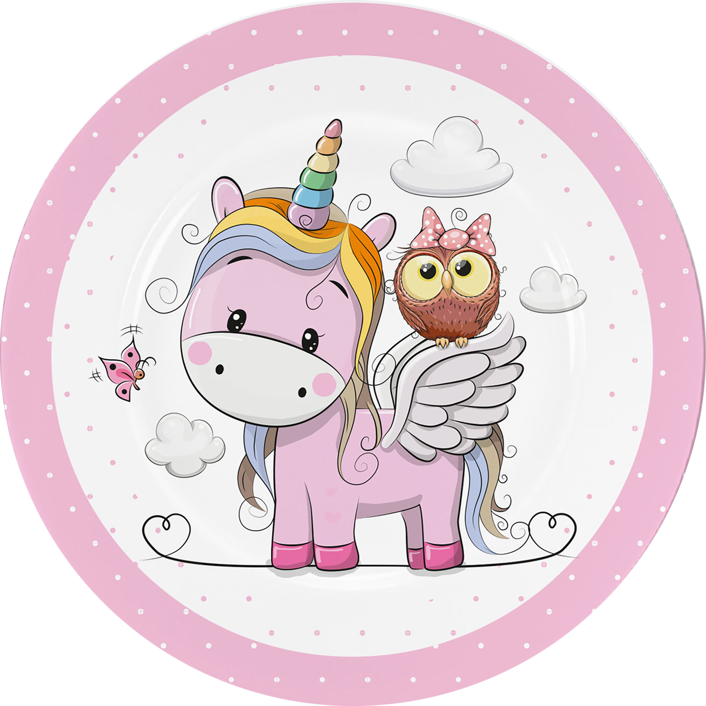 Изображение товара Тарелка HOMECLUB Единорог фарфор 19 см для детей с деколью