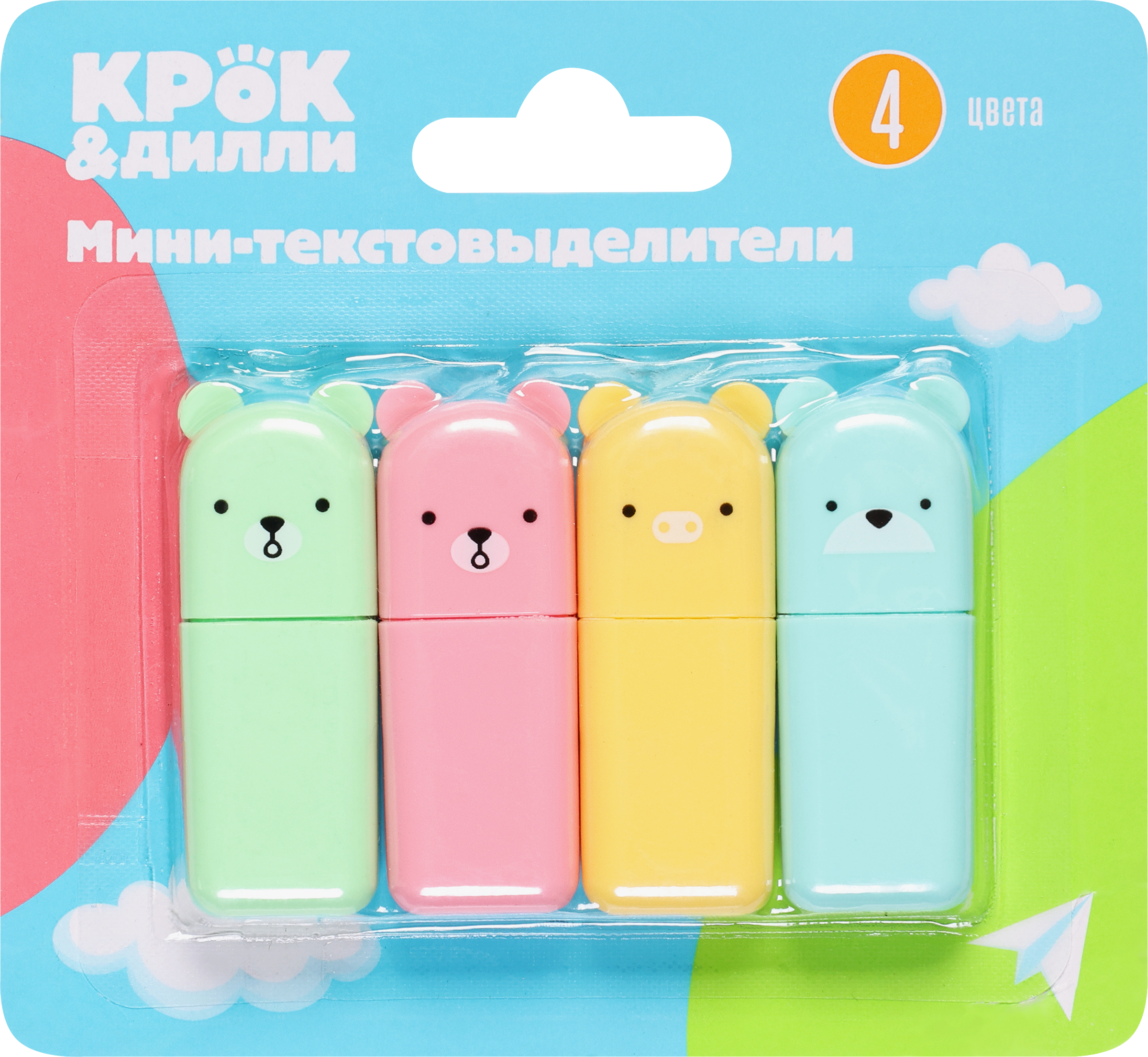 Изображение товара Набор мини-текстовыделителей КРОК&ДИЛЛИ Мишки, 4 цвета, Арт. MF521518, 4шт