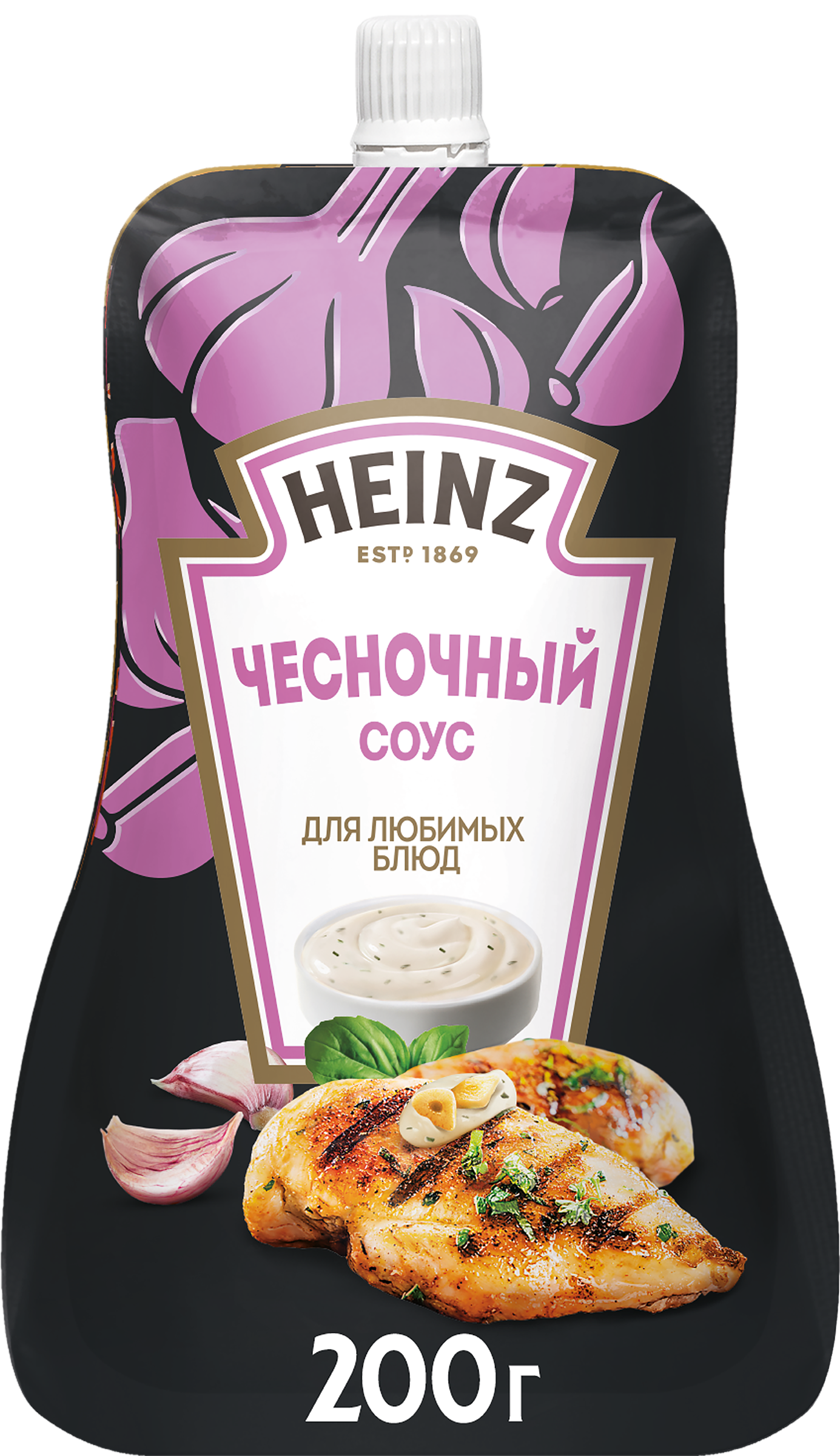 Изображение товара Соус HEINZ Чесночный на основе растительных масел 200 г дой-пак