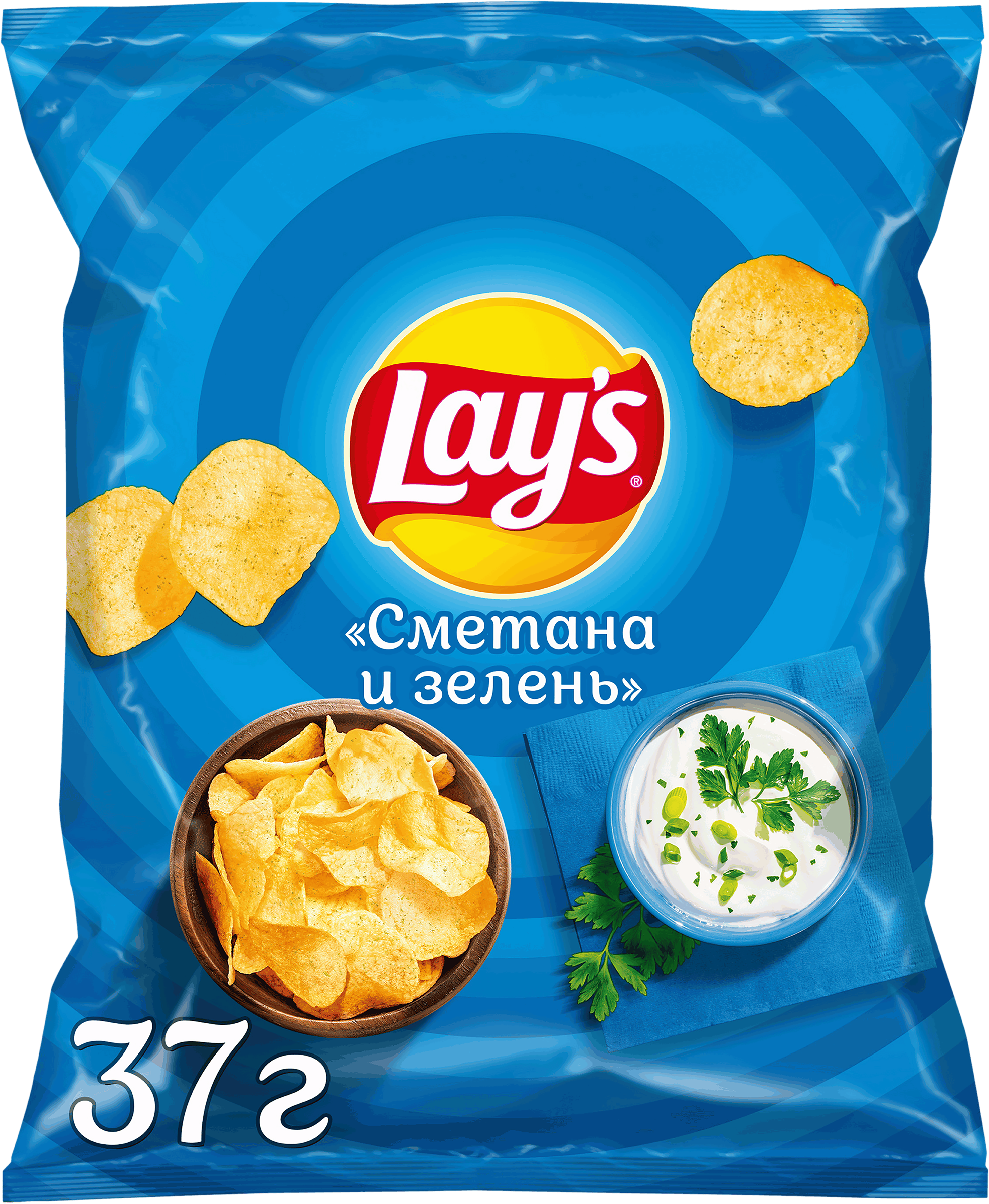 Изображение товара Чипсы картофельные LAY'S со вкусом сметаны и зелени, 37г