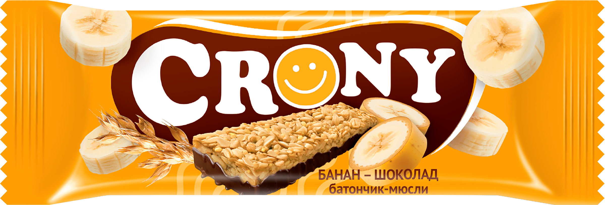 Изображение товара Батончик-мюсли ЛЕОВИТ Crony Банан и шоколад 50г - вкусный перекус с бананом и шоколадом
