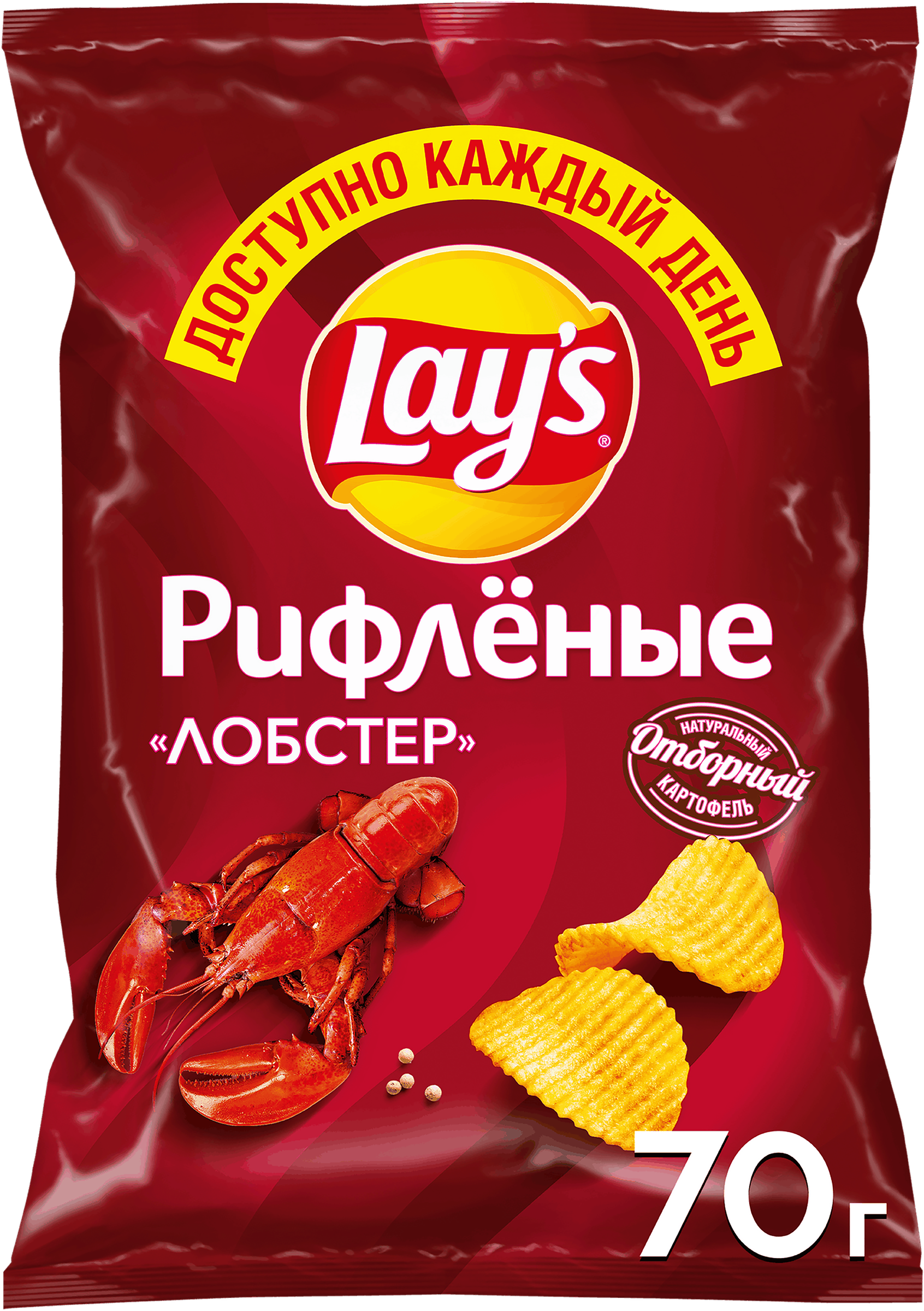 Изображение товара Чипсы картофельные LAY'S Рифленые со вкусом лобстера, 70г