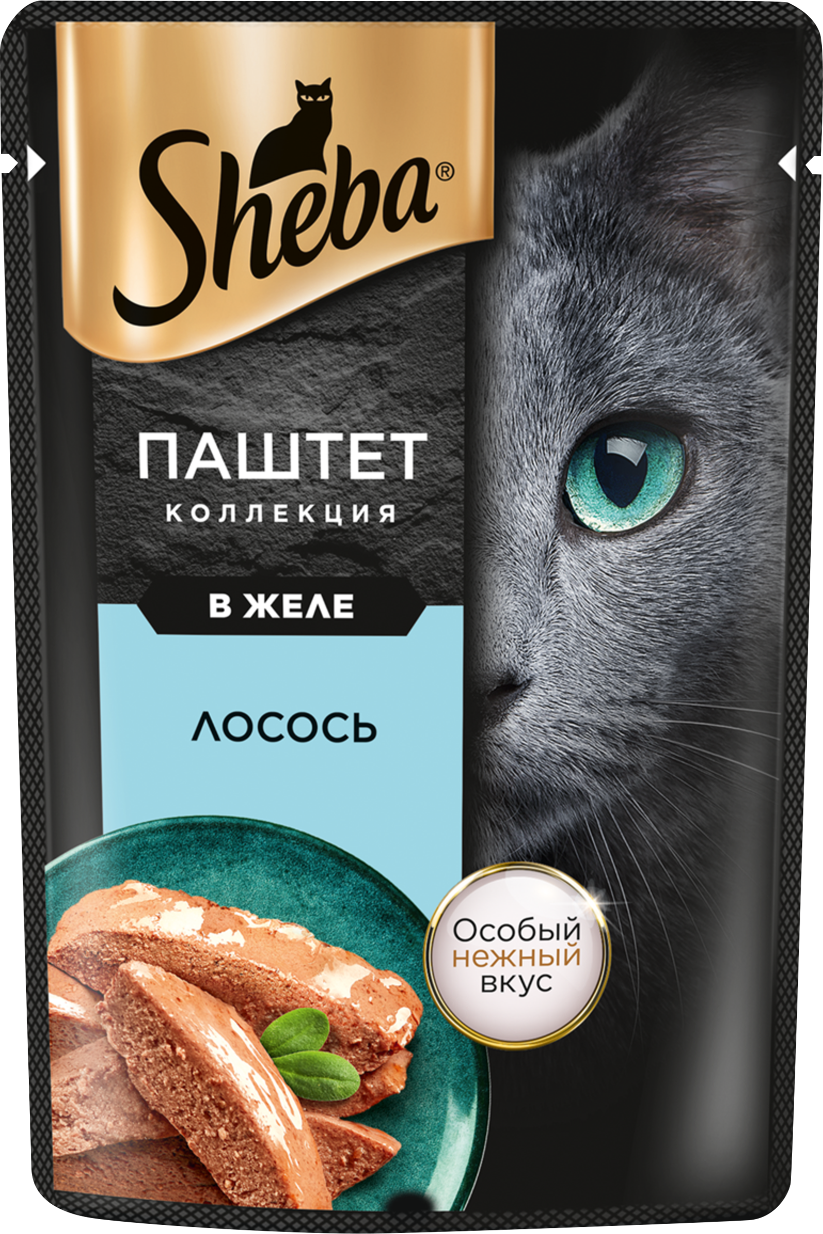 Изображение товара Корм консервированный для кошек SHEBA Нежный паштет в желе Лосось, 75г