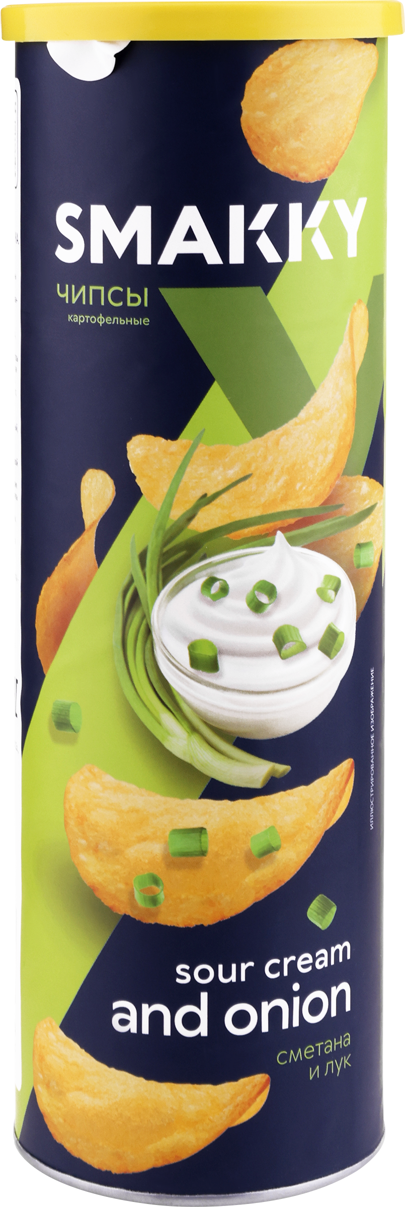 Изображение товара Картофельные чипсы SMAKKY со вкусом сметаны и лука 110г