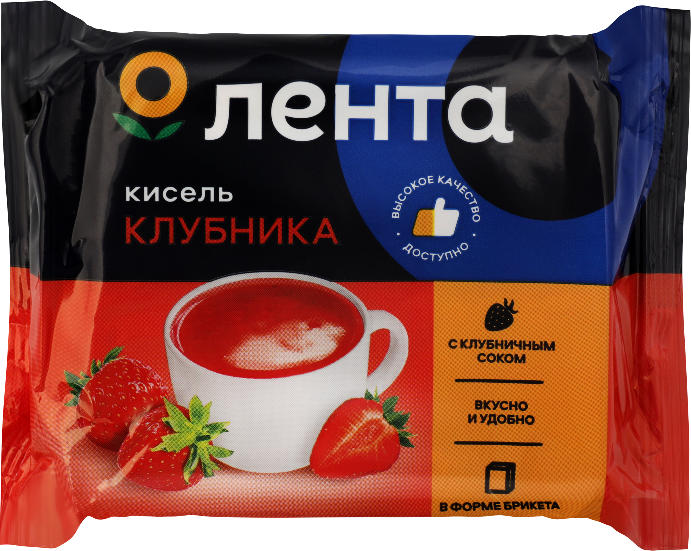 Изображение товара Кисель ЛЕНТА Клубника 190г вкусный напиток для горячего и холодного употребления