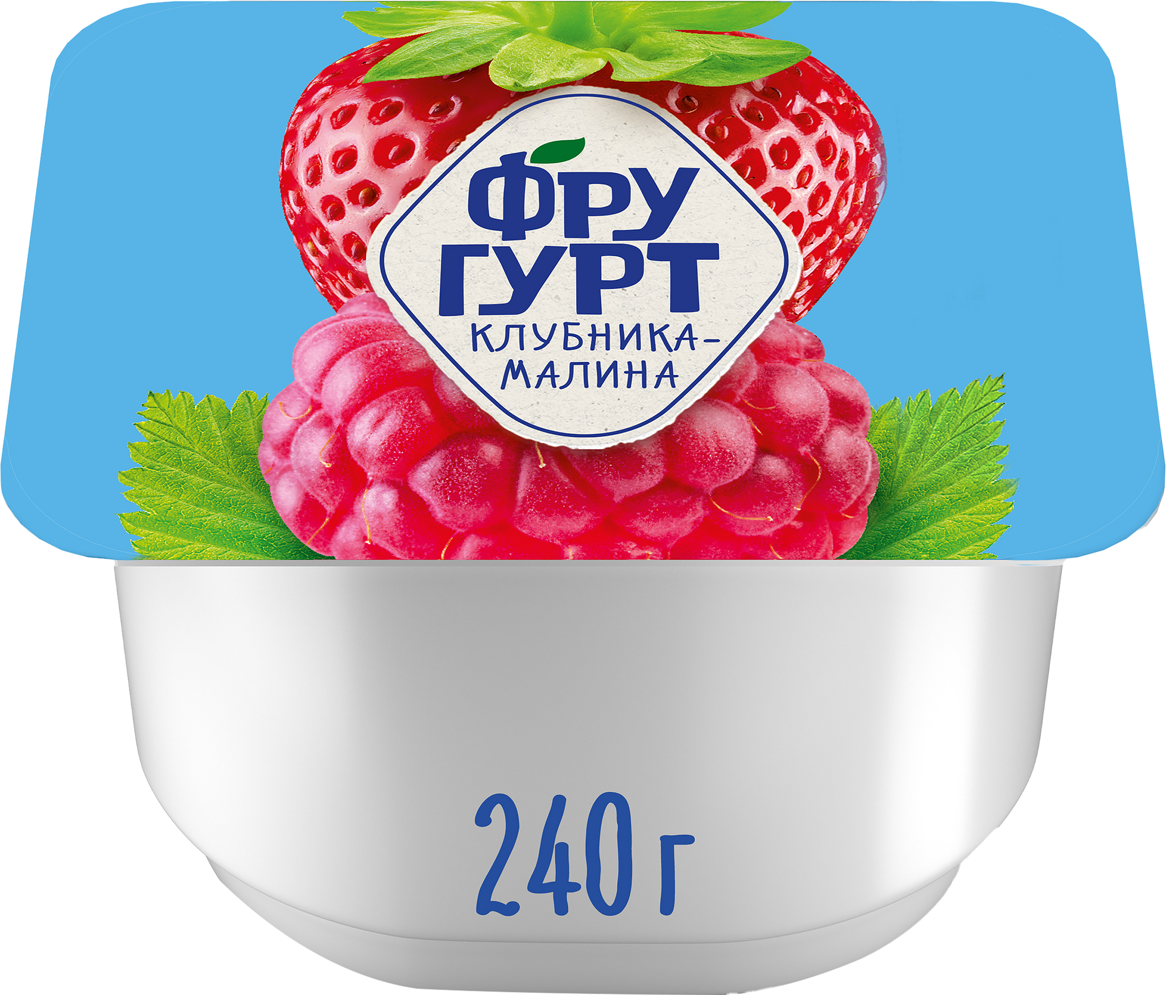 Изображение товара Йогурт ФРУГУРТ Клубника, малина 2%, без змж, 240г