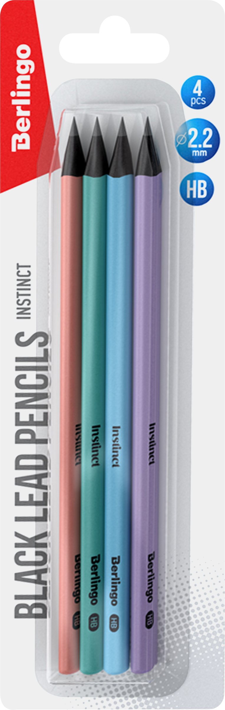 Изображение товара Набор чернографитных карандашей BERLINGO Instinct HB, трехгранные, Арт. BP01196_4, 4шт