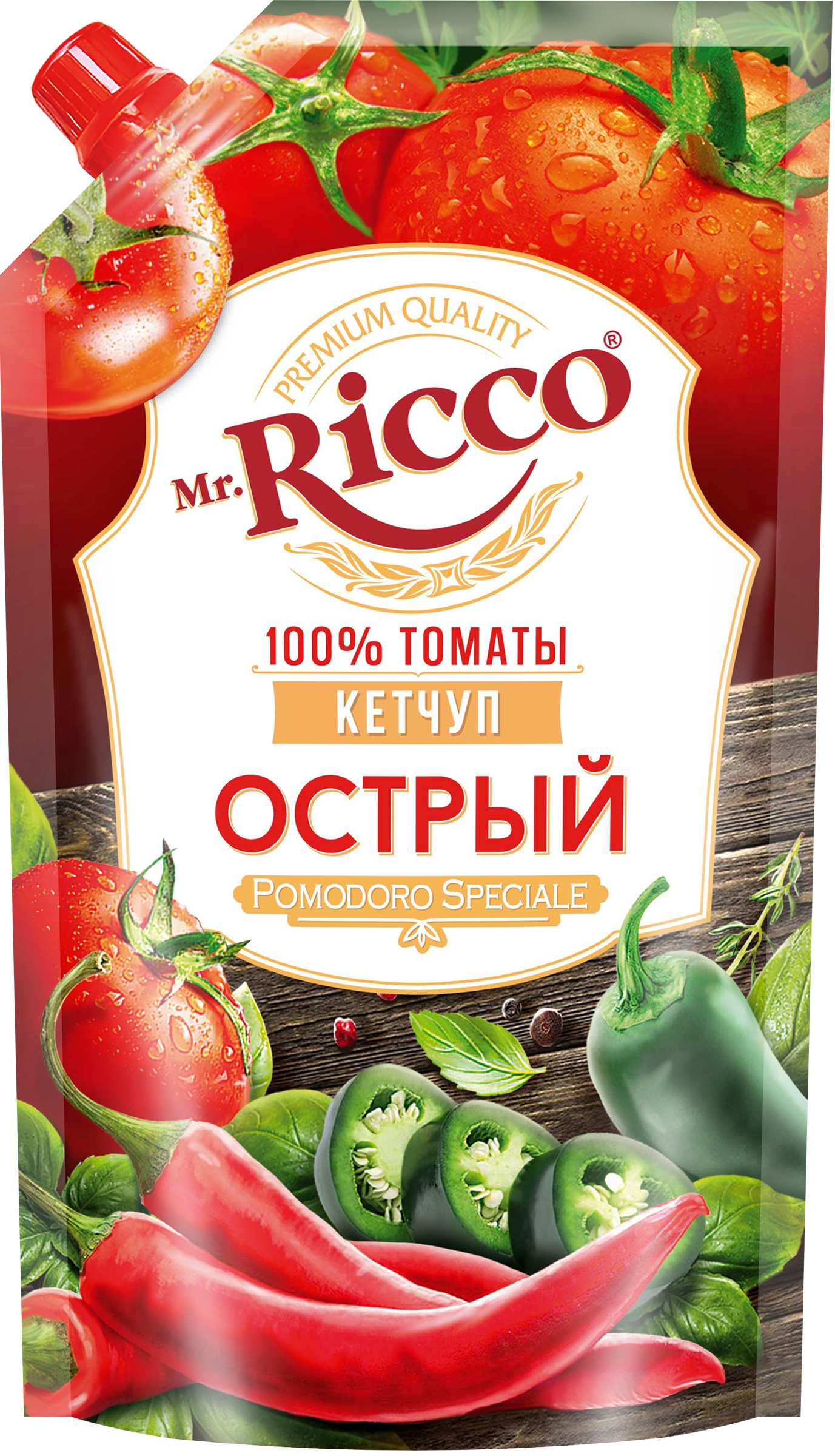 Изображение товара Кетчуп MR.RICCO Pomodoro Speciale Острый 300г - острый томатный соус для блюд