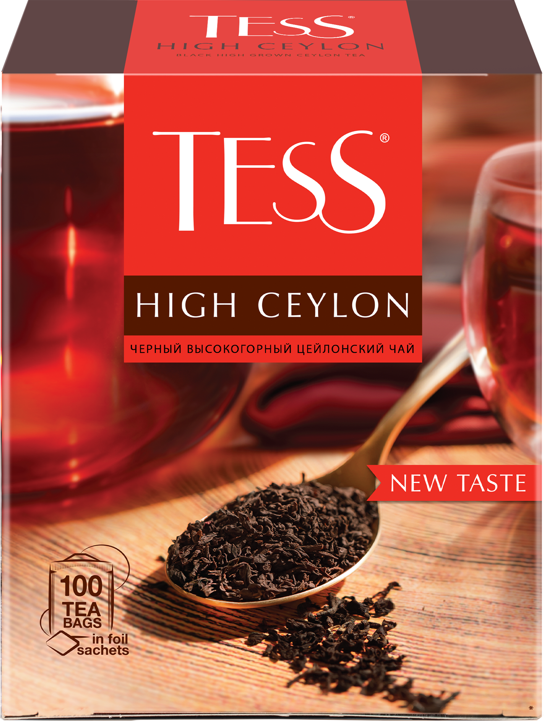 Изображение товара Чай черный TESS Хай Цейлон 100 пакетов в картонной упаковке