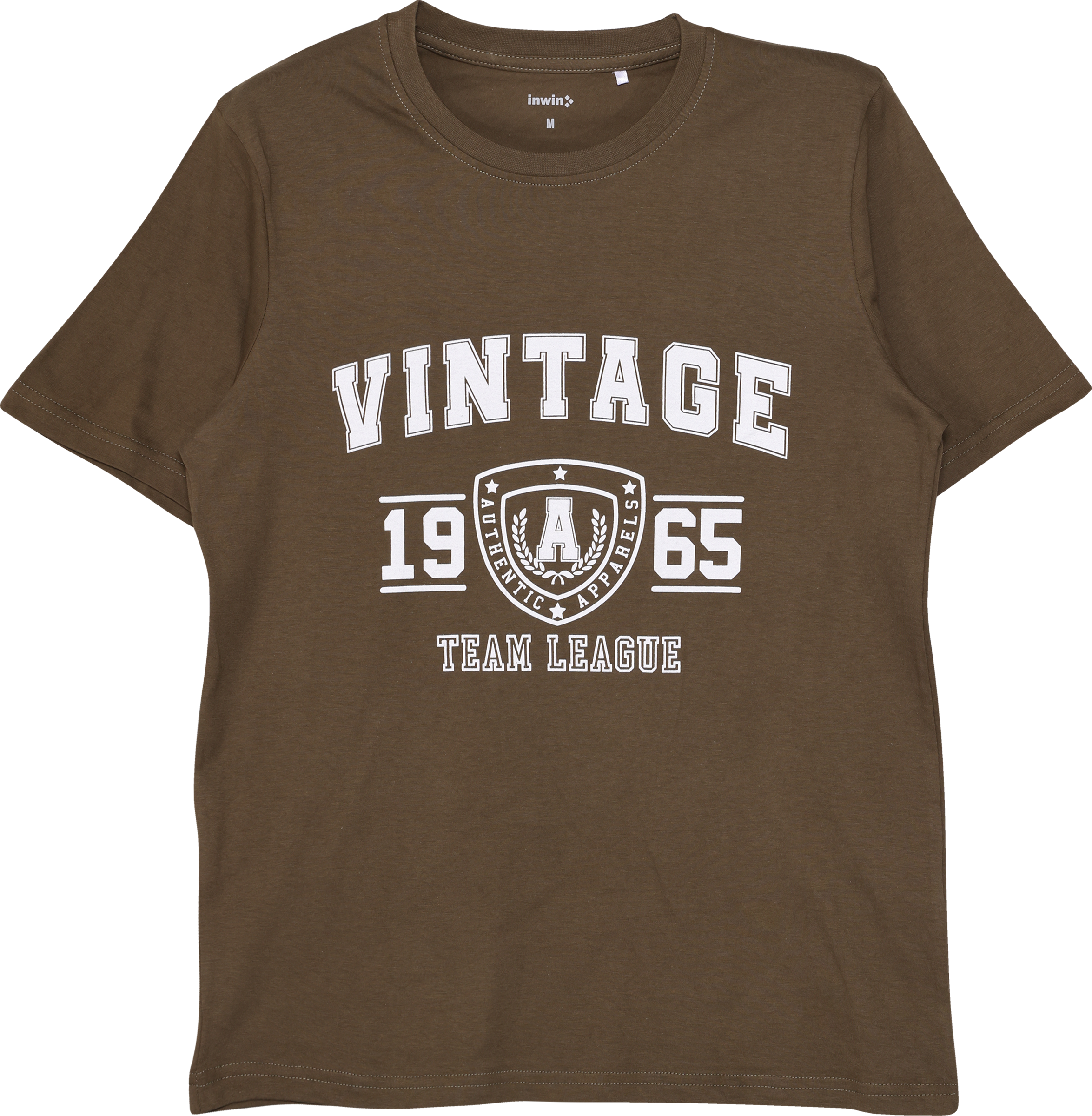 Изображение товара Мужская коричневая футболка INWIN с принтом, хлопок, размер 46-58