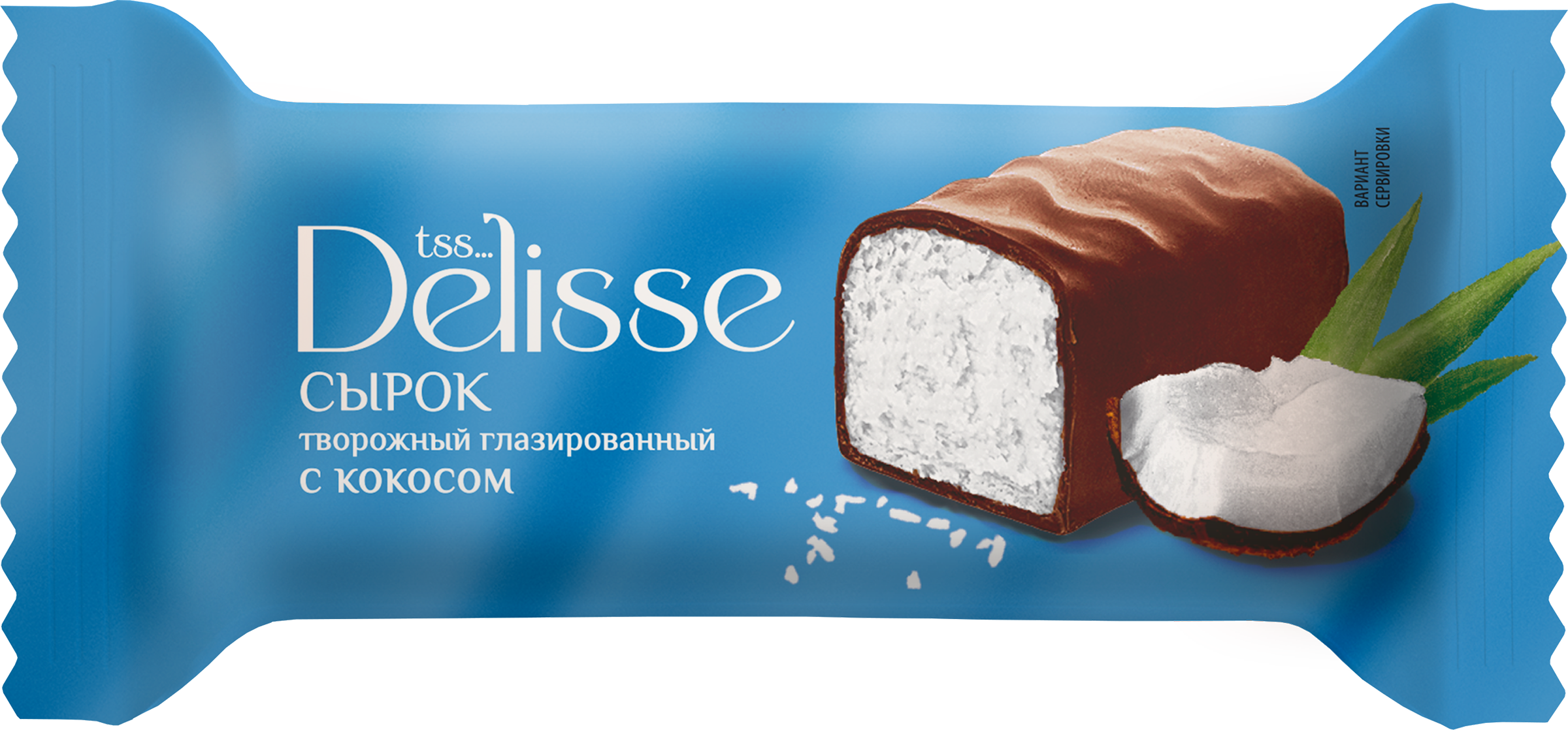 Изображение товара Сырок творожный глазированный DELISSE с кокосом 26%, без змж, 40г
