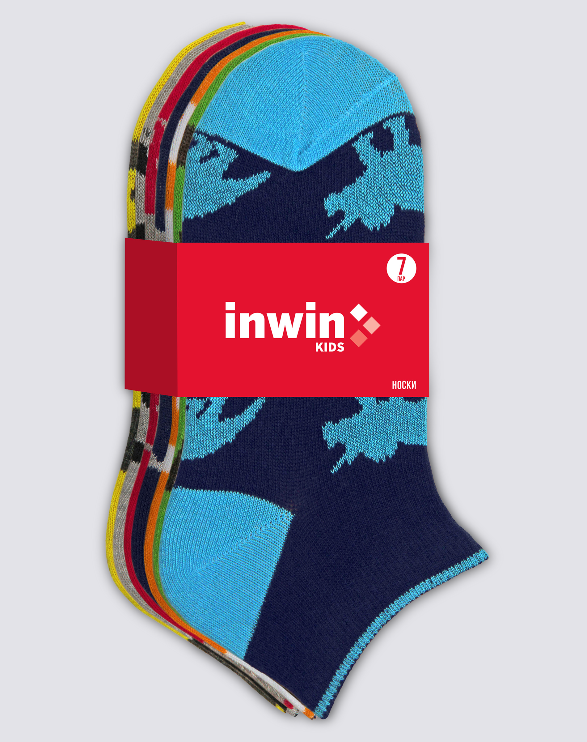 Изображение товара Носки детские INWIN Дино р 14-22, набор 7 пар, хлопок, комфорт