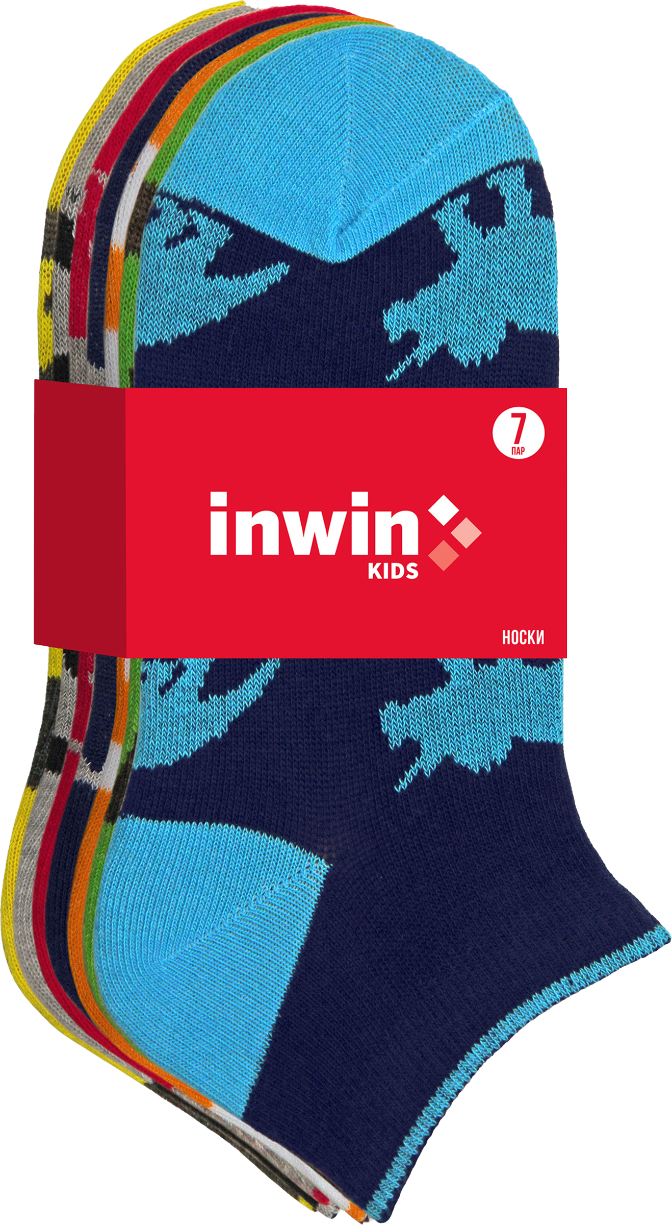 Изображение товара Носки детские INWIN Дино р 14-22, набор 7 пар, хлопок, комфорт